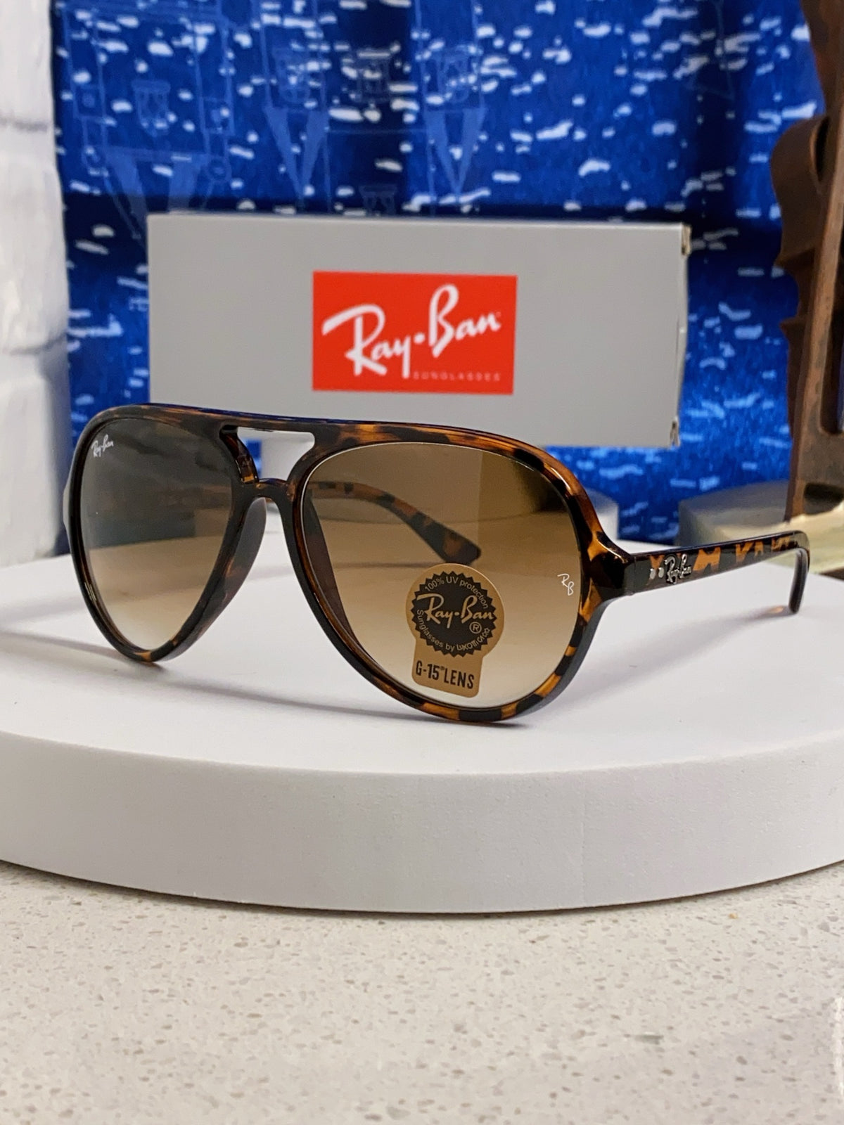 Ray-Ban RB4125 Acetate Aviator Brown Lens Sunglasses for Men