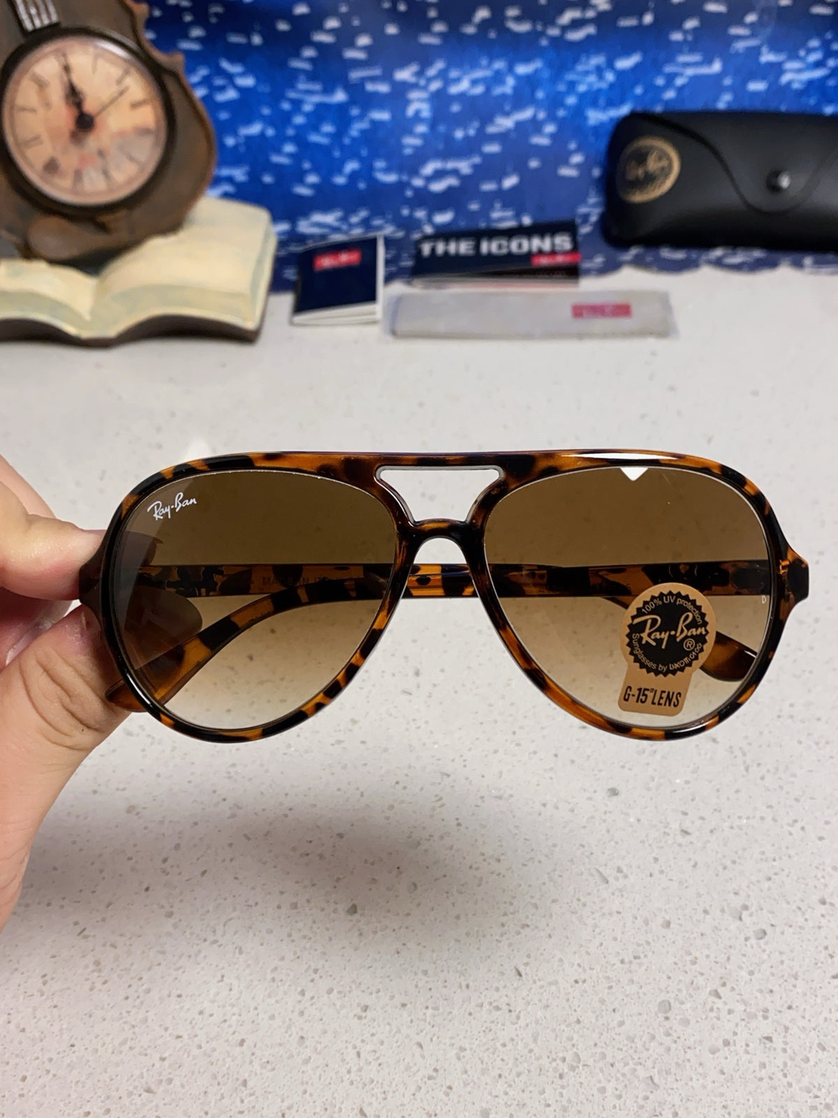 Ray-Ban RB4125 Acetate Aviator Brown Lens Sunglasses for Men - detail image 4