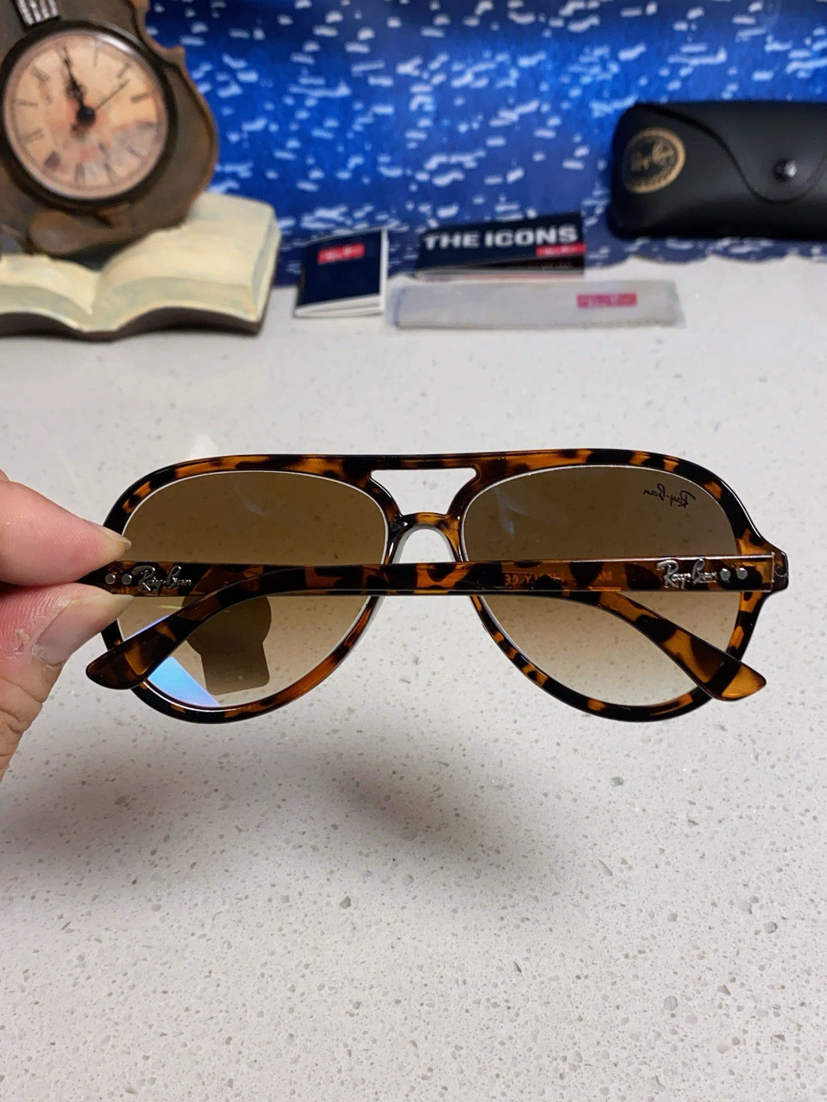 Ray-Ban RB4125 Acetate Aviator Brown Lens Sunglasses for Men - detail image 5