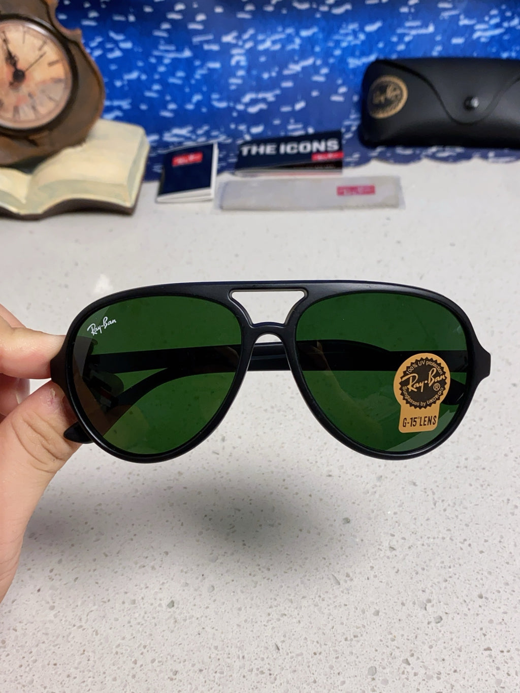Ray-Ban RB4125 Acetate Aviator Black Lens Sunglasses for Men - 372715 - detail image 4