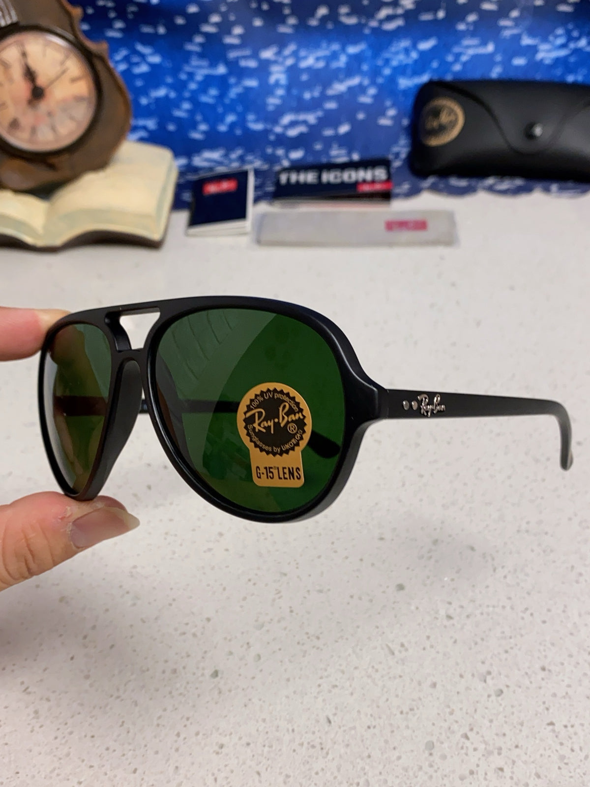 Ray-Ban RB4125 Acetate Aviator Black Lens Sunglasses for Men - 372715 - detail image 6