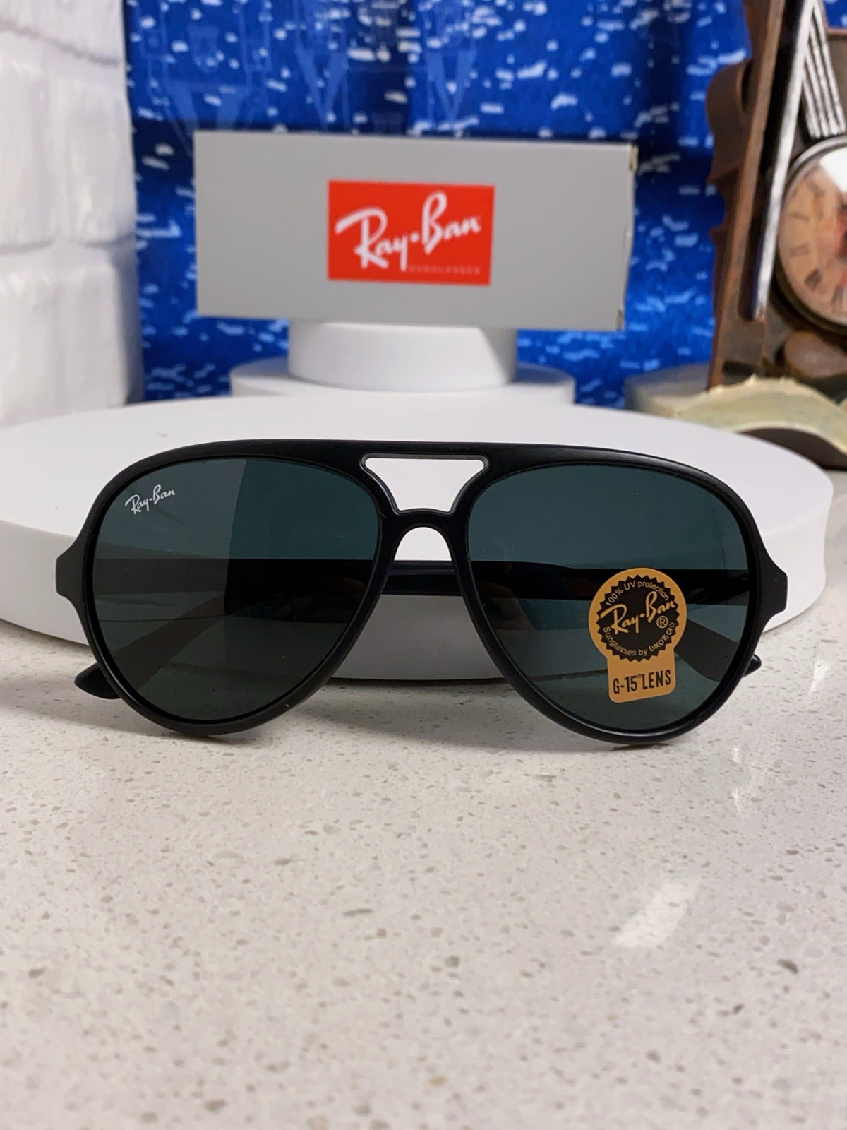 Ray-Ban RB4125 Acetate Aviator Black Lens Sunglasses for Men - detail image 9