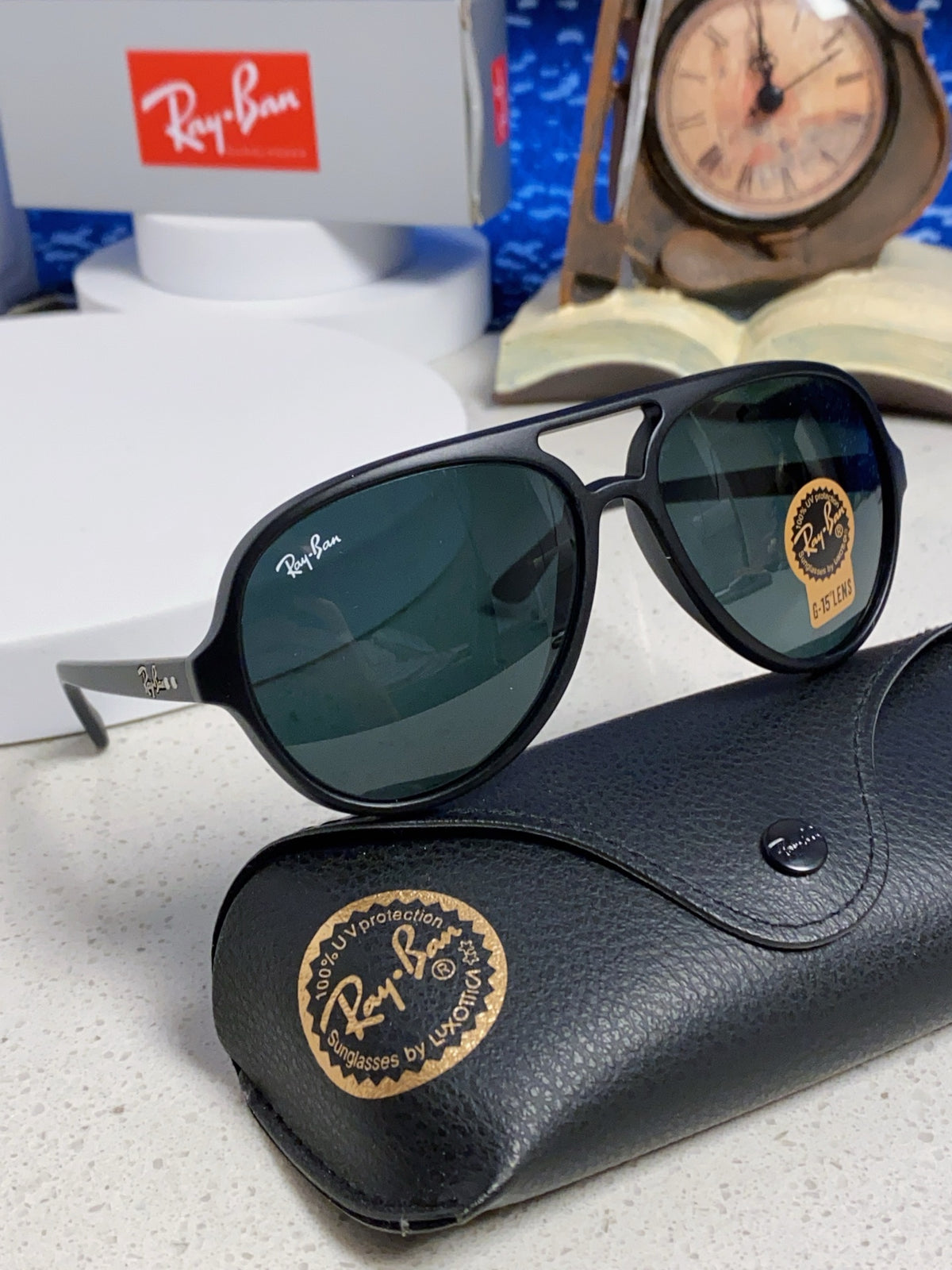 Ray-Ban RB4125 Acetate Aviator Black Lens Sunglasses for Men - detail image 10