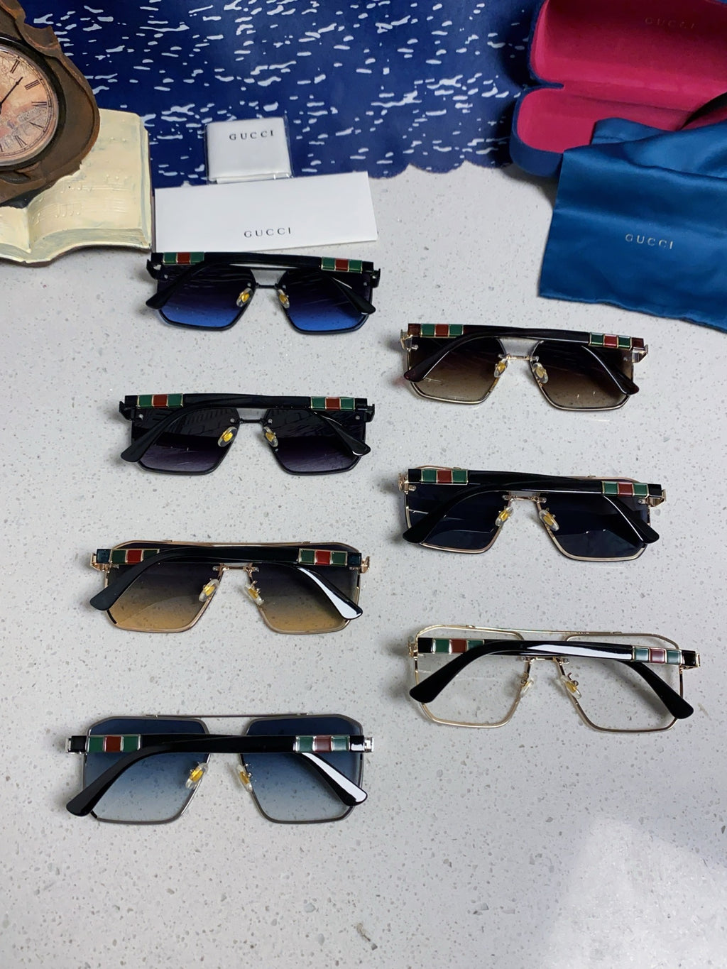 Gucci Polarized Rimless Blue Lens Sunglasses for Men & Women - detail image 11