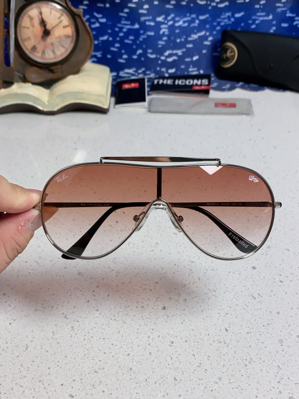 Ray-Ban RB3597 Metal Aviator Red Lens Sunglasses for Men & Women - detail image 4