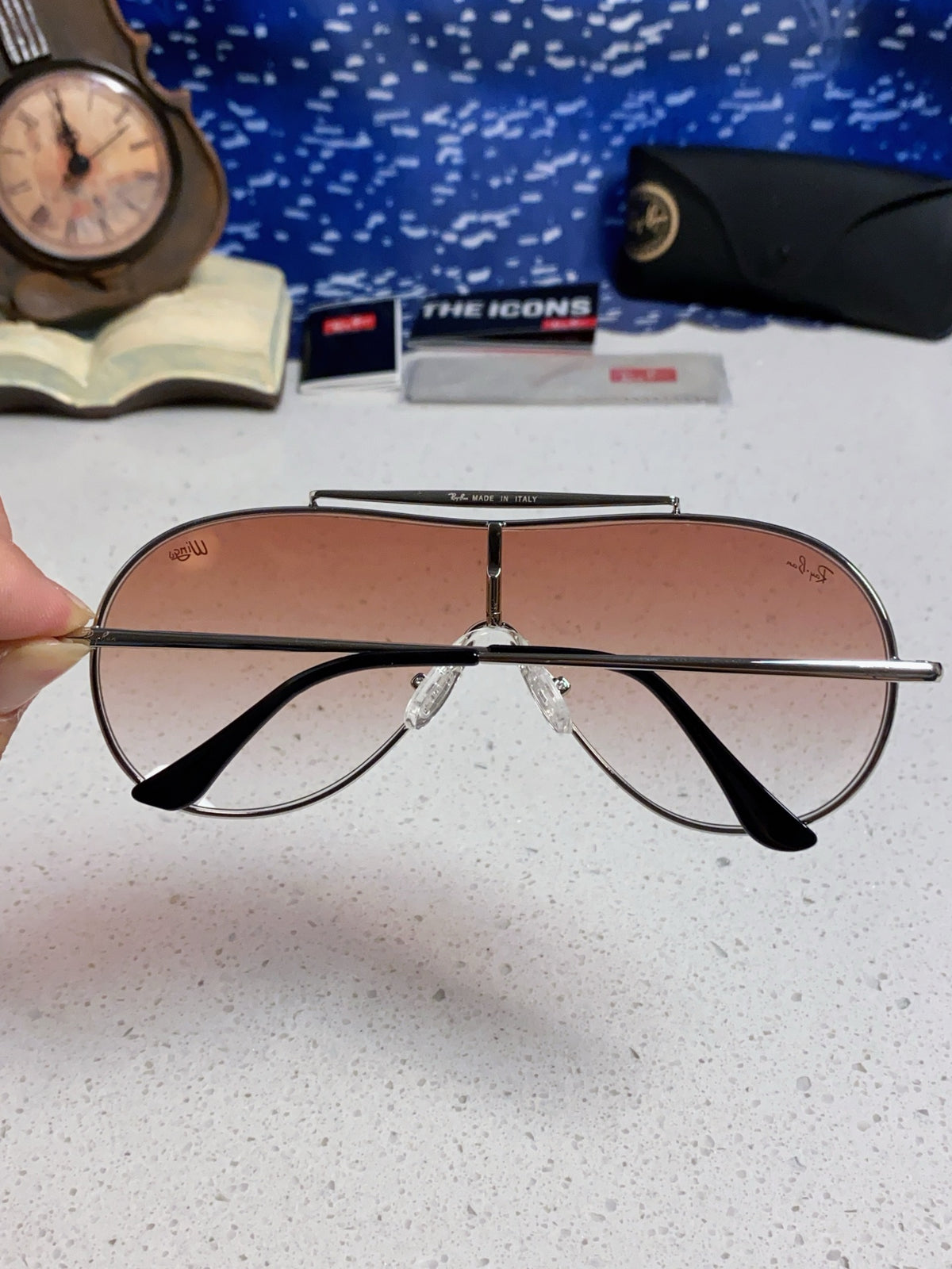 Ray-Ban RB3597 Metal Aviator Red Lens Sunglasses for Men & Women - detail image 5