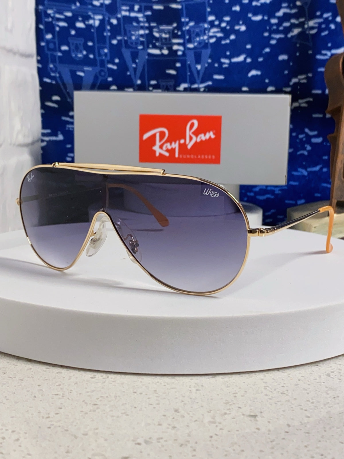 Ray-Ban RB3597 Metal Aviator Blue Lens Sunglasses for Men & Women