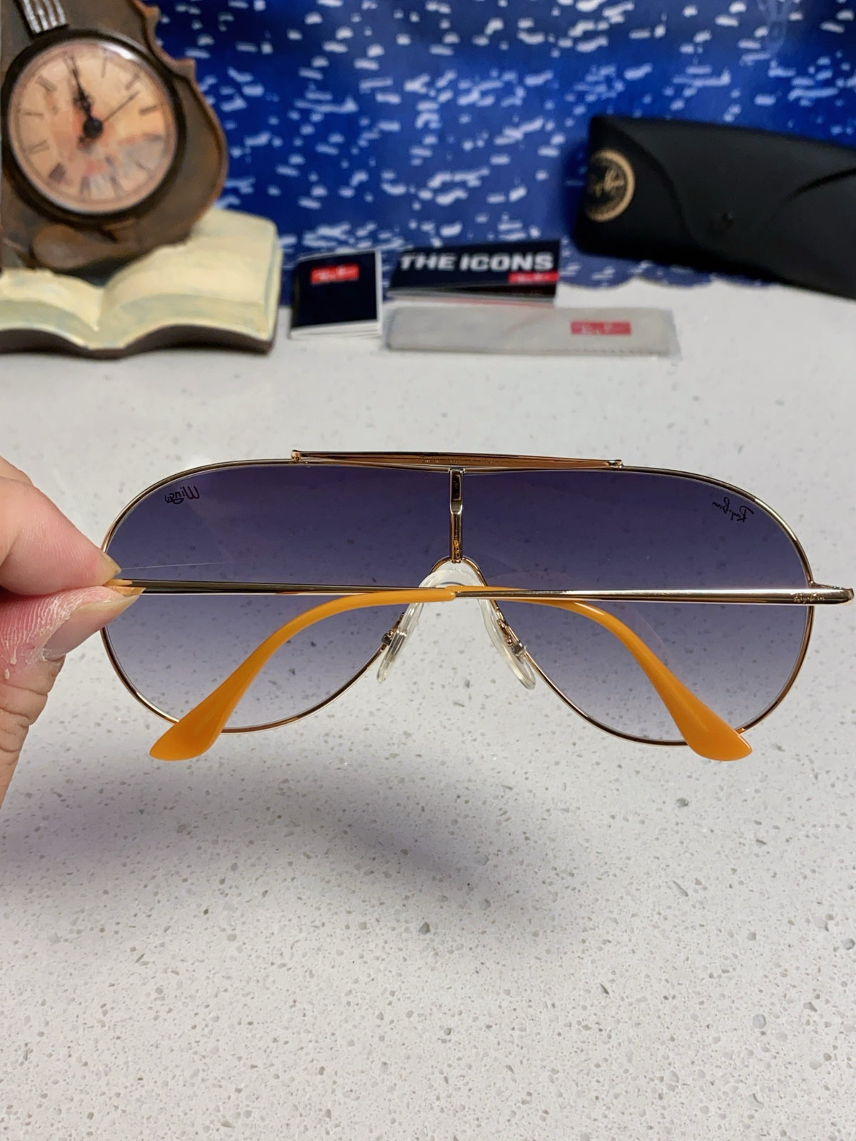 Ray-Ban RB3597 Metal Aviator Blue Lens Sunglasses for Men & Women - detail image 5
