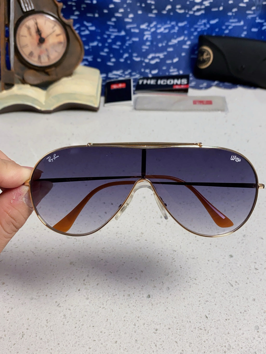 Ray-Ban RB3597 Metal Aviator Blue Lens Sunglasses for Men & Women - detail image 4