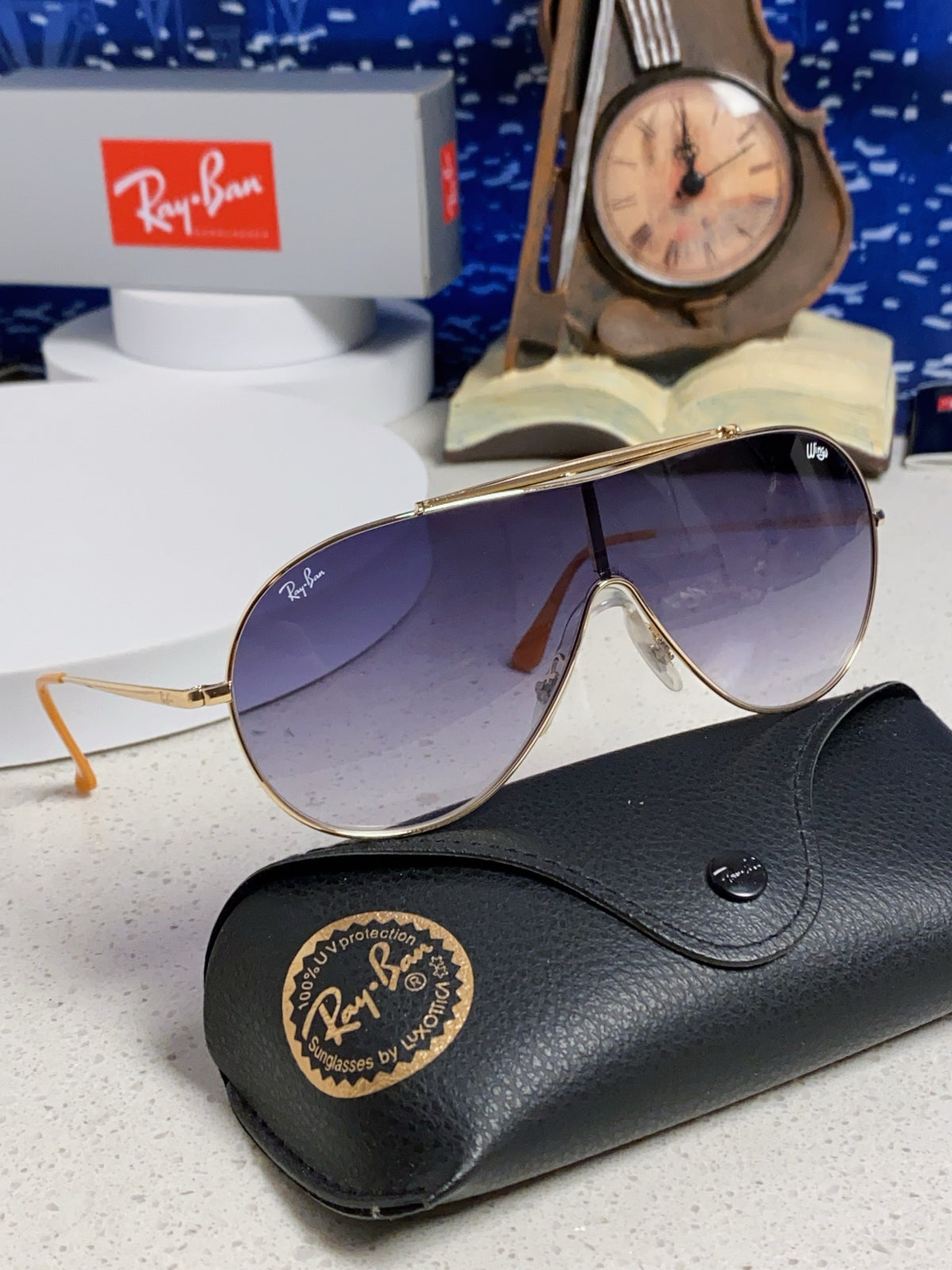 Ray-Ban RB3597 Metal Aviator Blue Lens Sunglasses for Men & Women - detail image 10