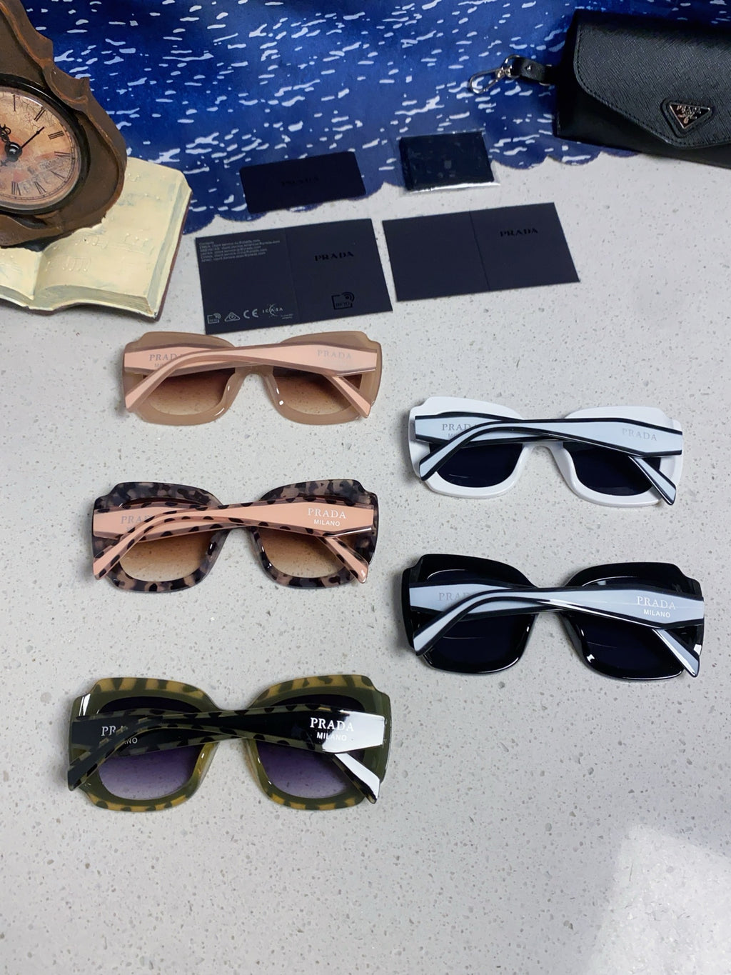 Prada 16YSF Acetate Fashion Blue Lens Sunglasses for Men & Women - detail image 11
