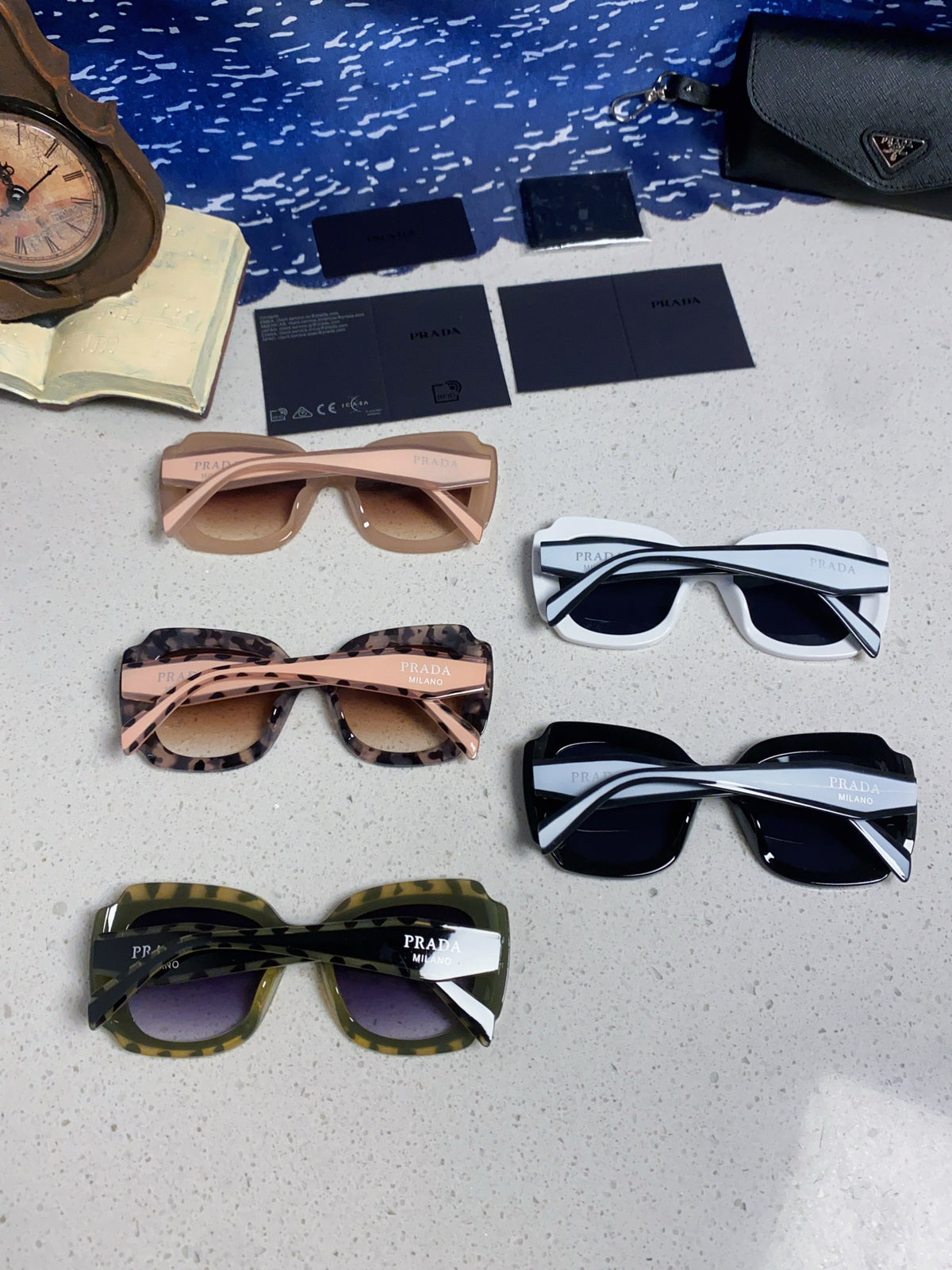 Prada 16YSF Acetate Fashion Blue Lens Sunglasses for Men & Women - detail image 11
