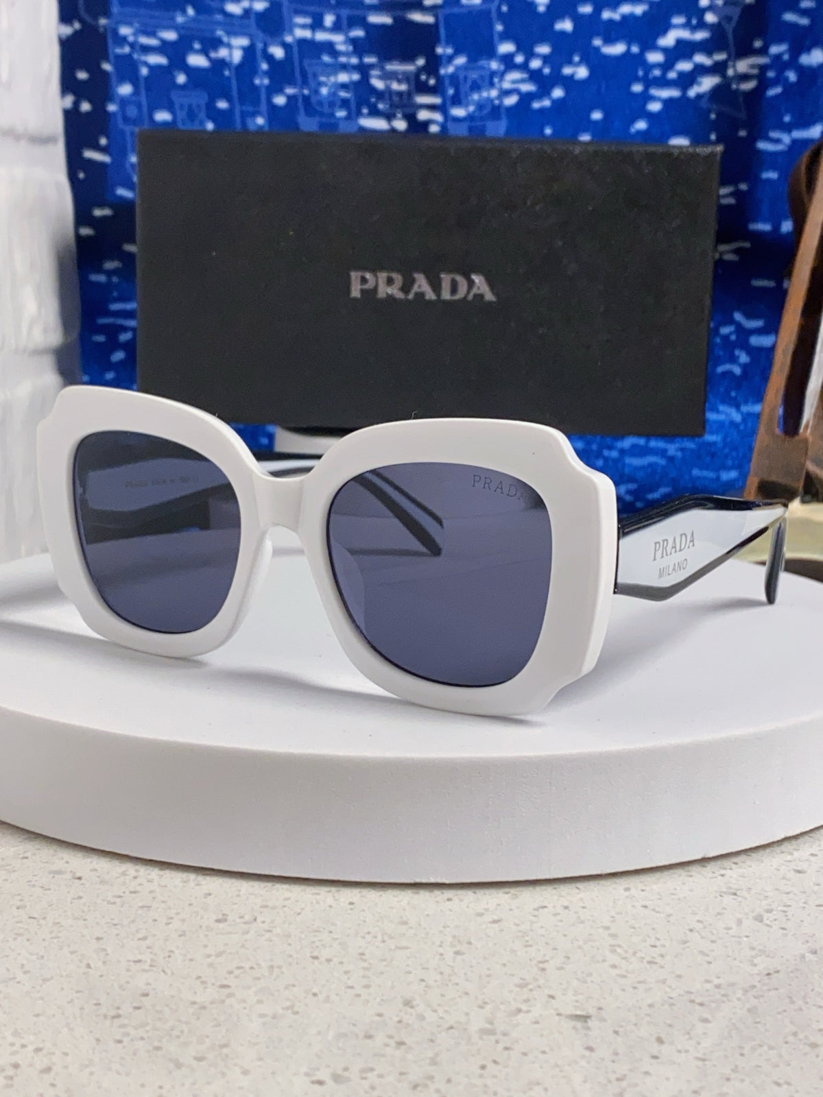 Prada 16YSF Acetate Fashion Blue Lens Sunglasses for Men & Women