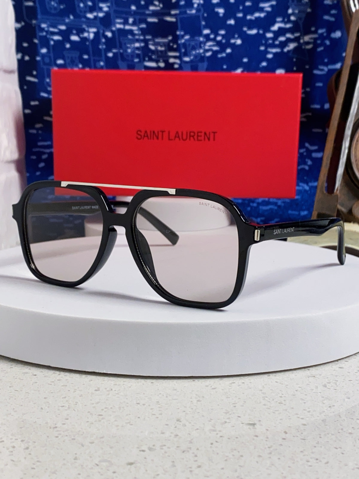 Saint Laurent SL545 Square Black Lens Sunglasses for Men & Women - 431920