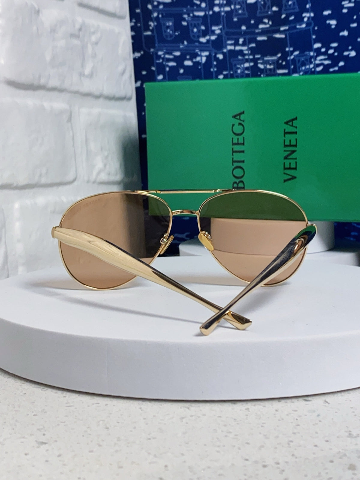 Bottega Veneta Metal Aviator Gold Lens Sunglasses for Men & Women - 416427 - detail image 3
