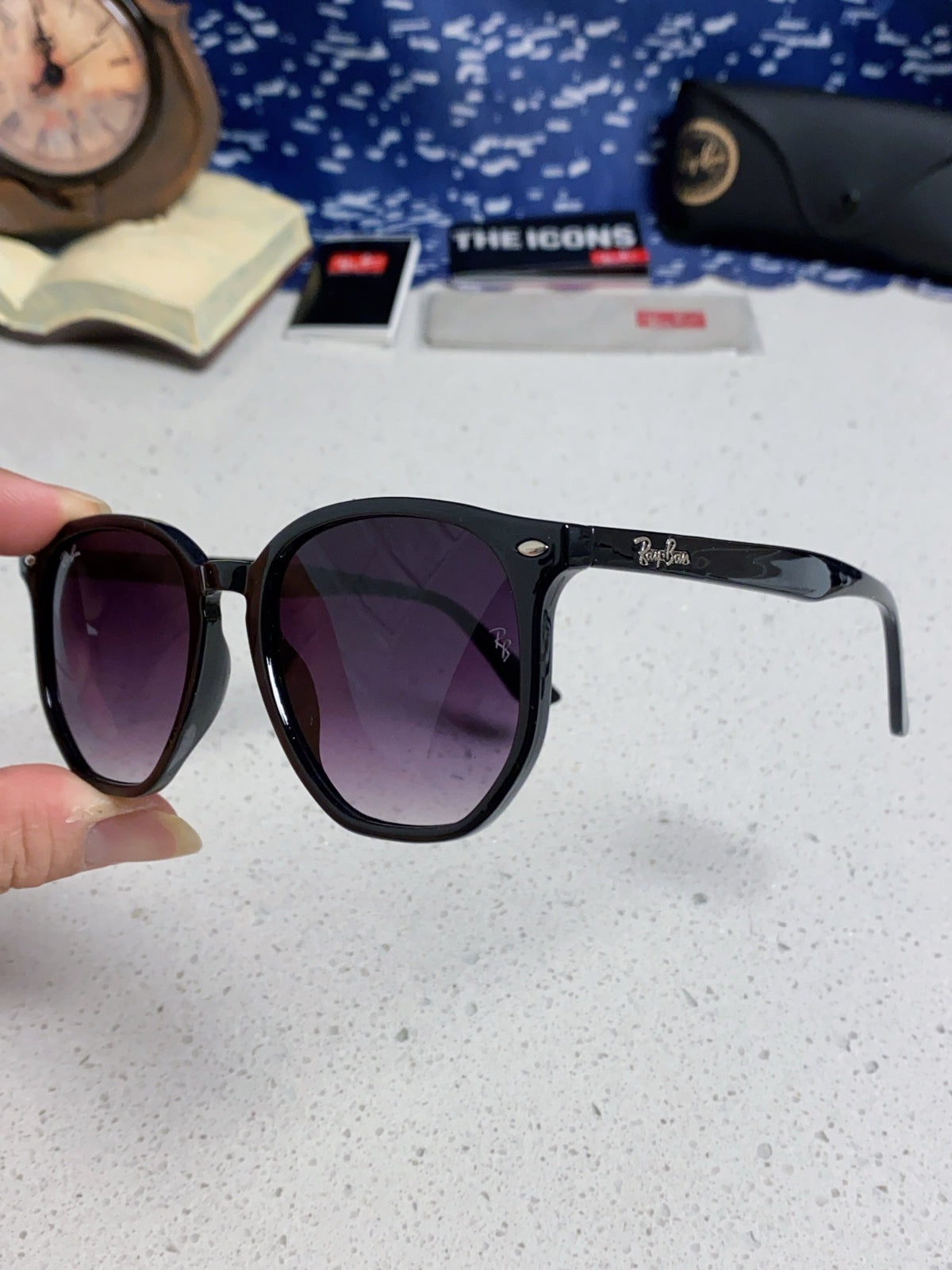 Ray-Ban RB4306 Oversized Purple Lens Sunglasses for Men & Women - detail image 6