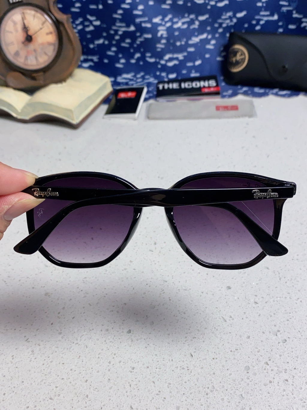 Ray-Ban RB4306 Oversized Purple Lens Sunglasses for Men & Women - detail image 5