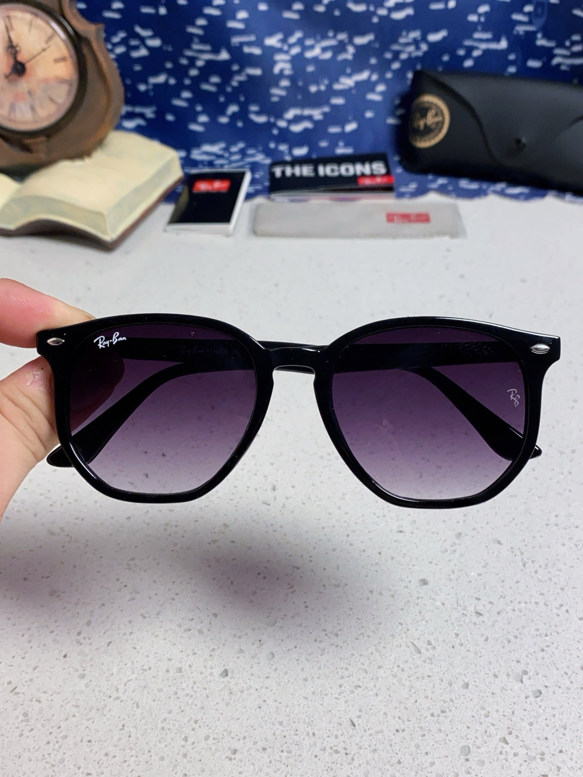 Ray-Ban RB4306 Oversized Purple Lens Sunglasses for Men & Women - detail image 4