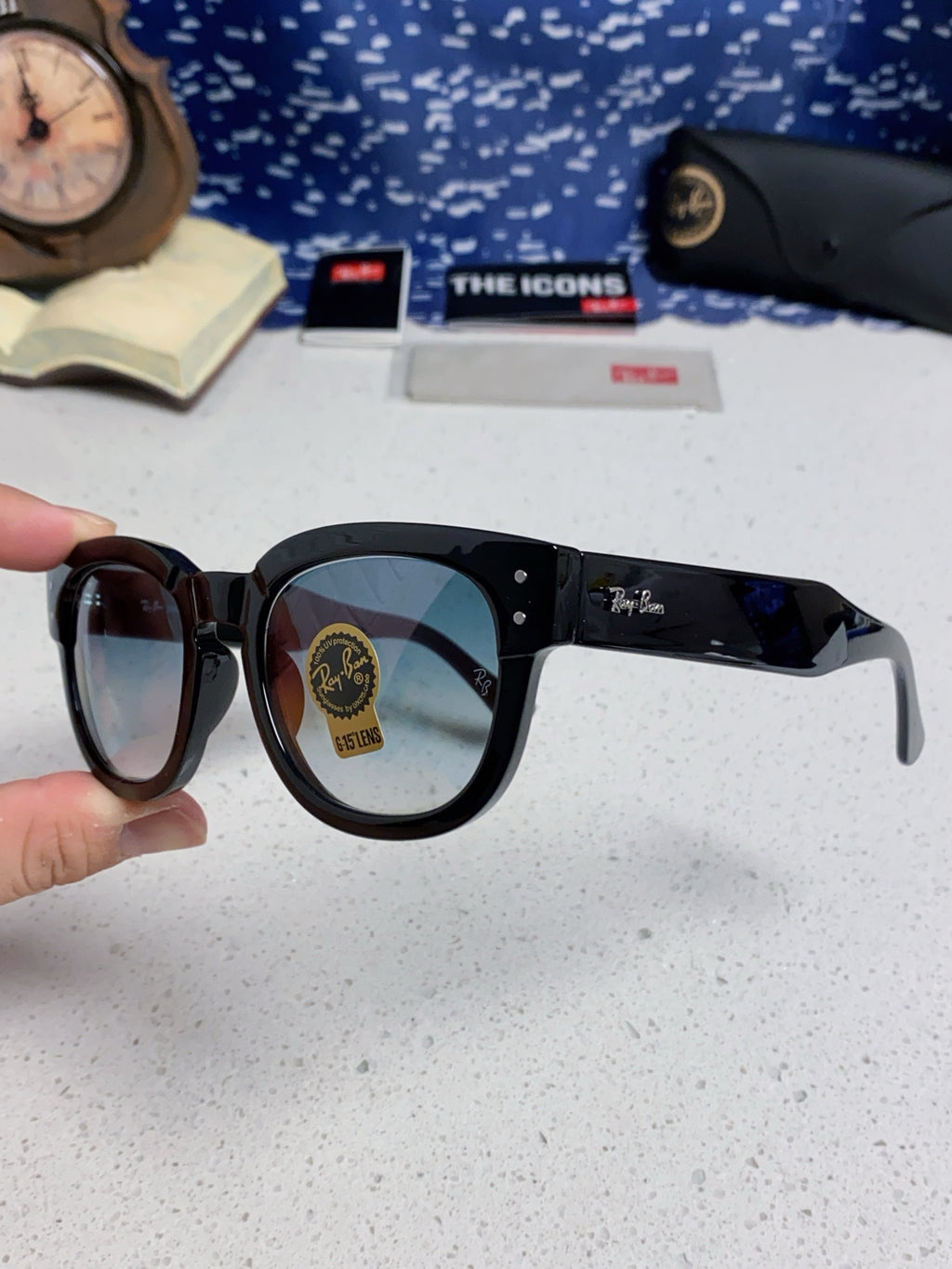 Ray-Ban RB0298 Oversized Silver Lens Sunglasses for Men - detail image 6