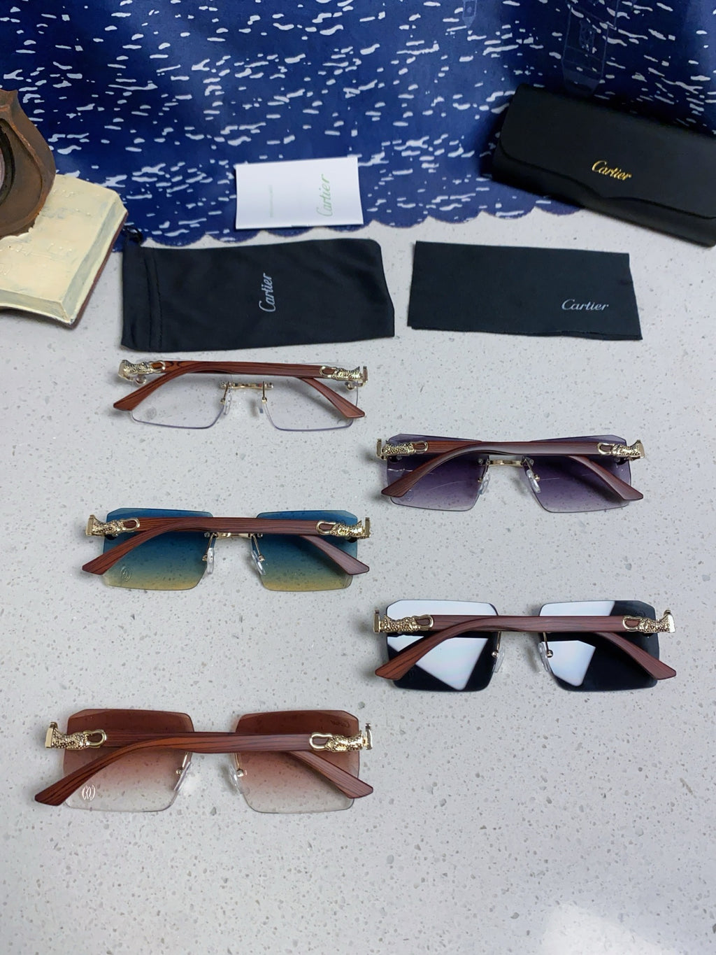 Cartier Lightweight Rimless Silver Lens Sunglasses for Men & Women - 487370 - detail image 11
