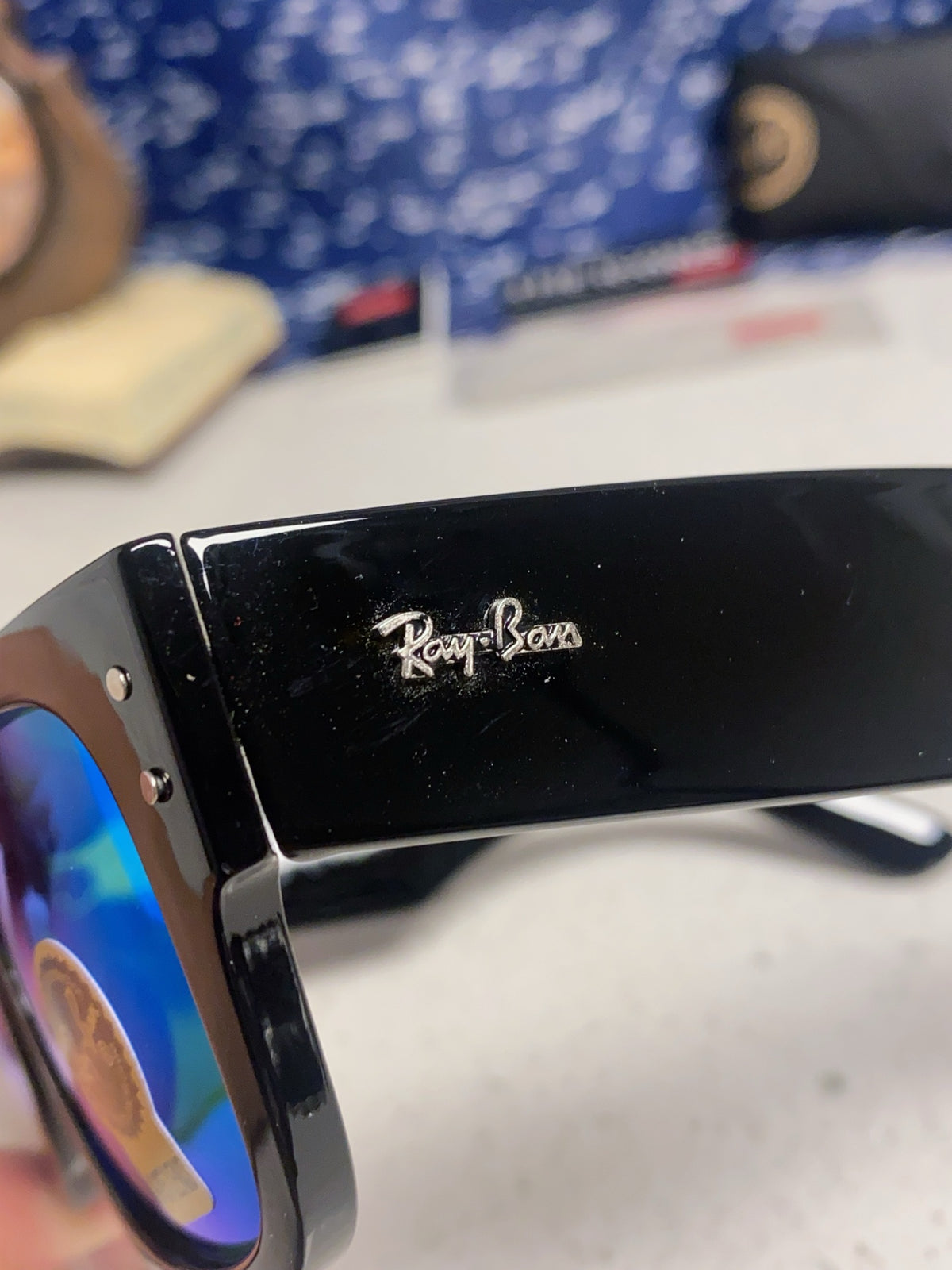 Ray-Ban RB0840 Square Blue Lens Sunglasses for Men & Women - detail image 7