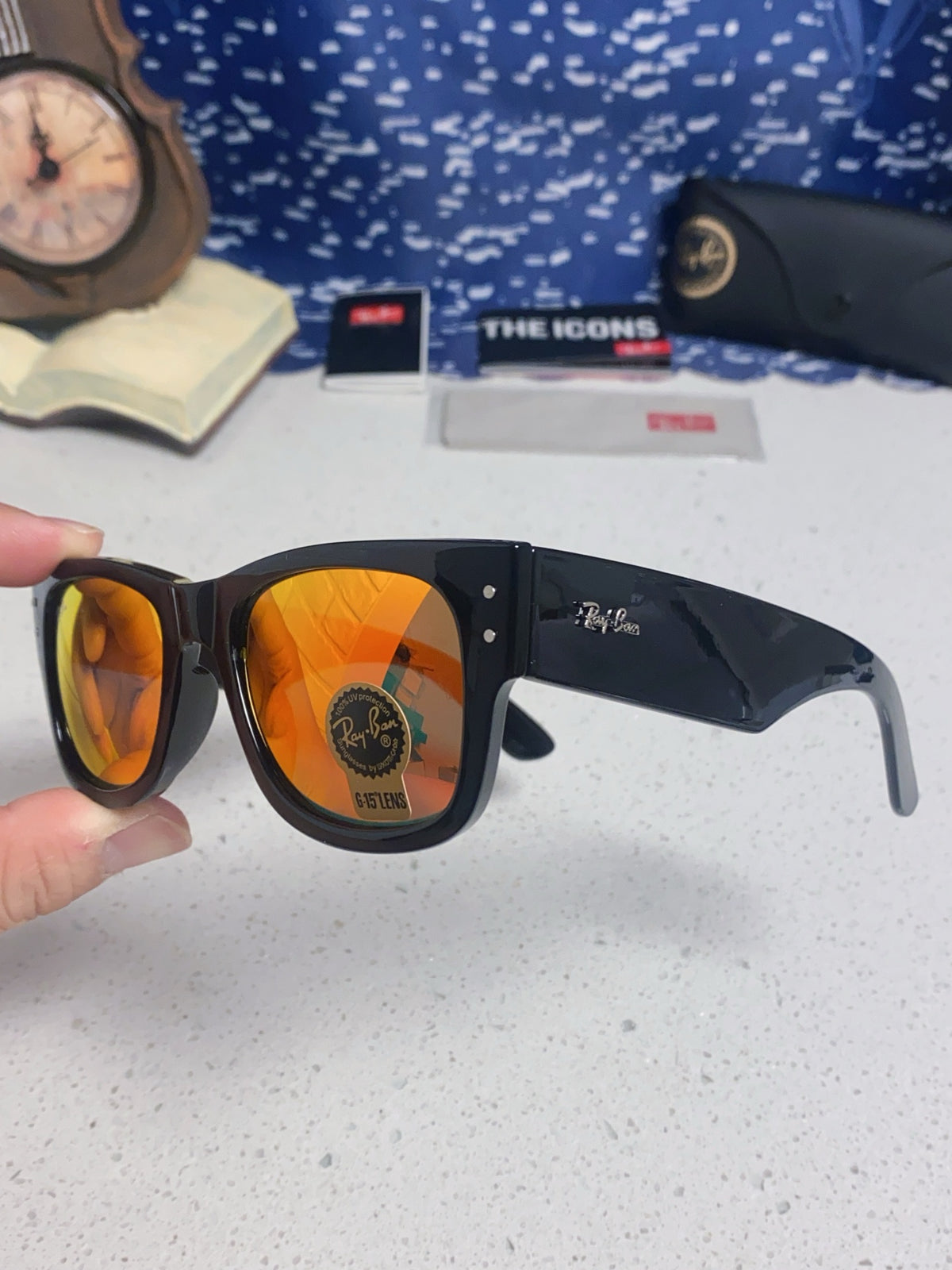 Ray-Ban RB0840 Square Red Lens Sunglasses for Men & Women - detail image 5