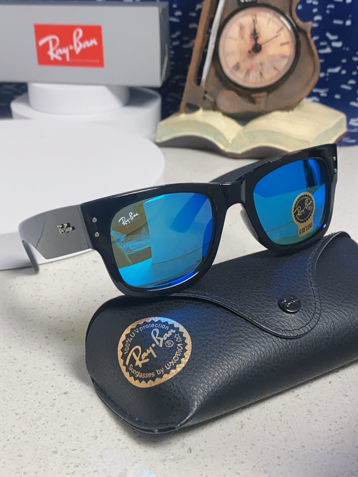 Ray-Ban RB0840 Square Blue Lens Sunglasses for Men & Women - detail image 10