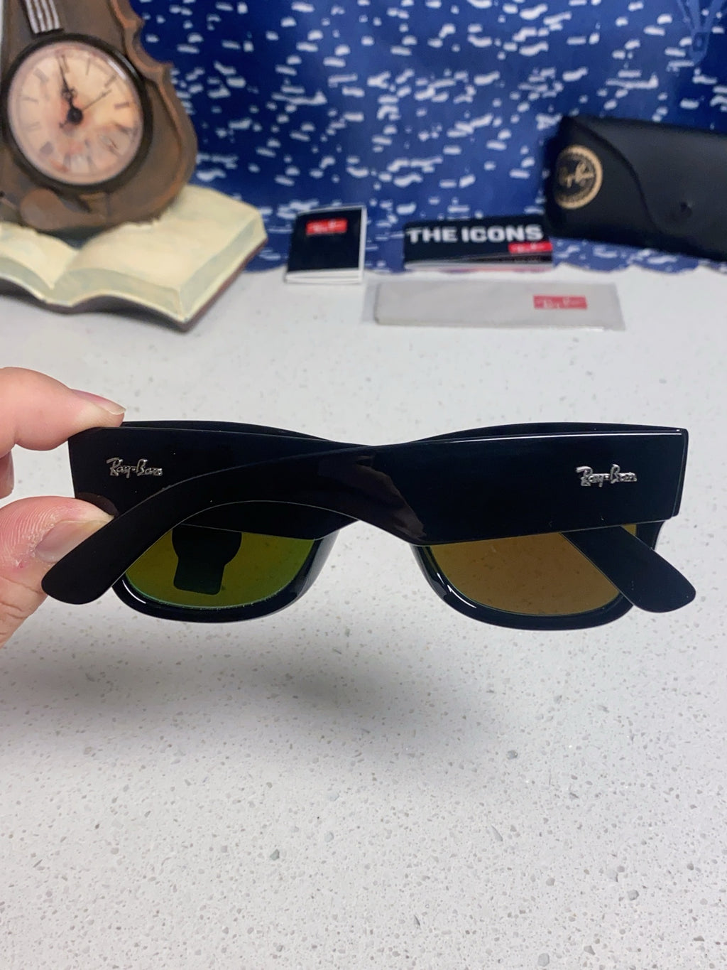 Ray-Ban RB0840 Square Blue Lens Sunglasses for Men & Women - detail image 5