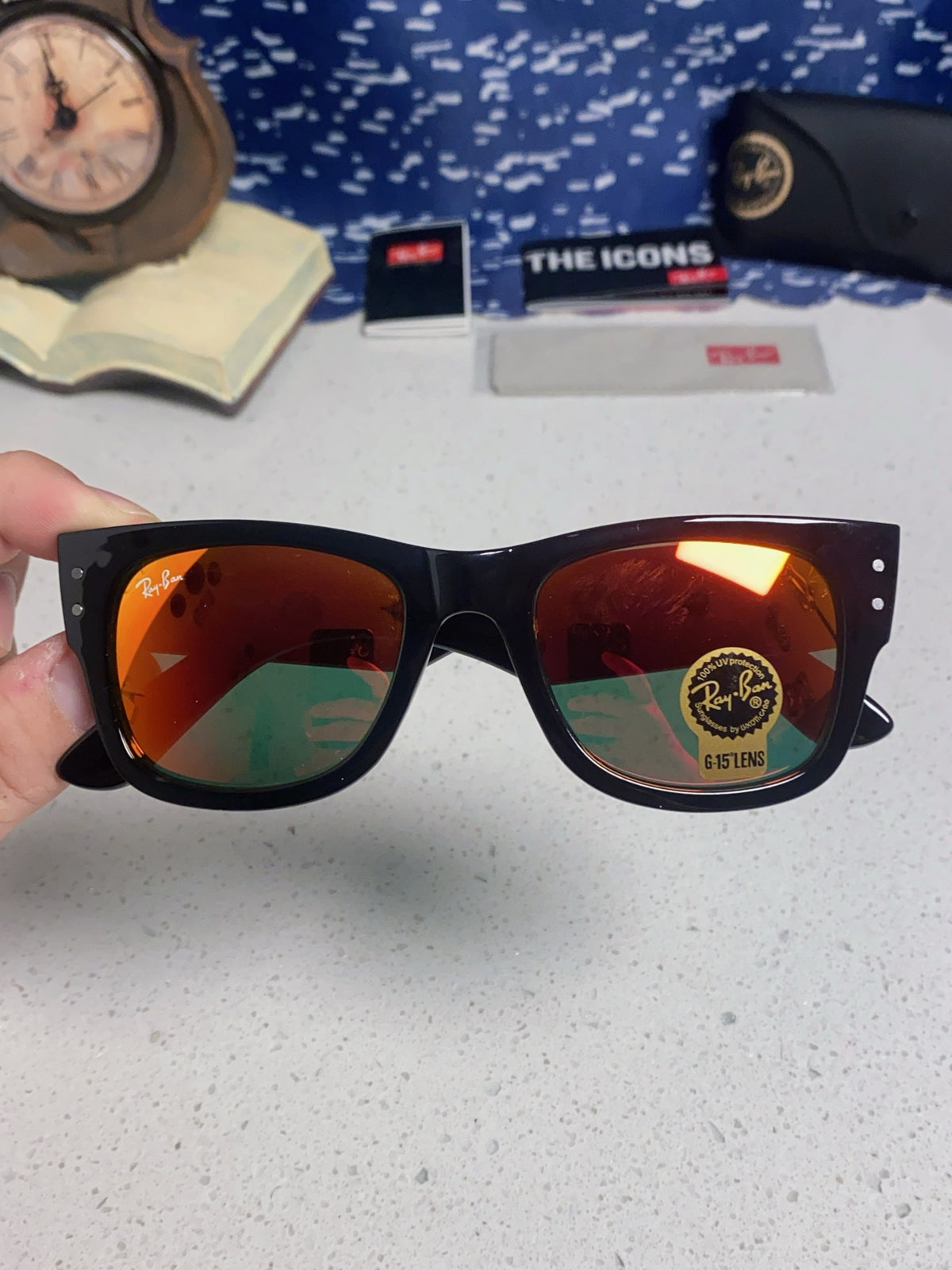 Ray-Ban RB0840 Square Red Lens Sunglasses for Men & Women - detail image 3