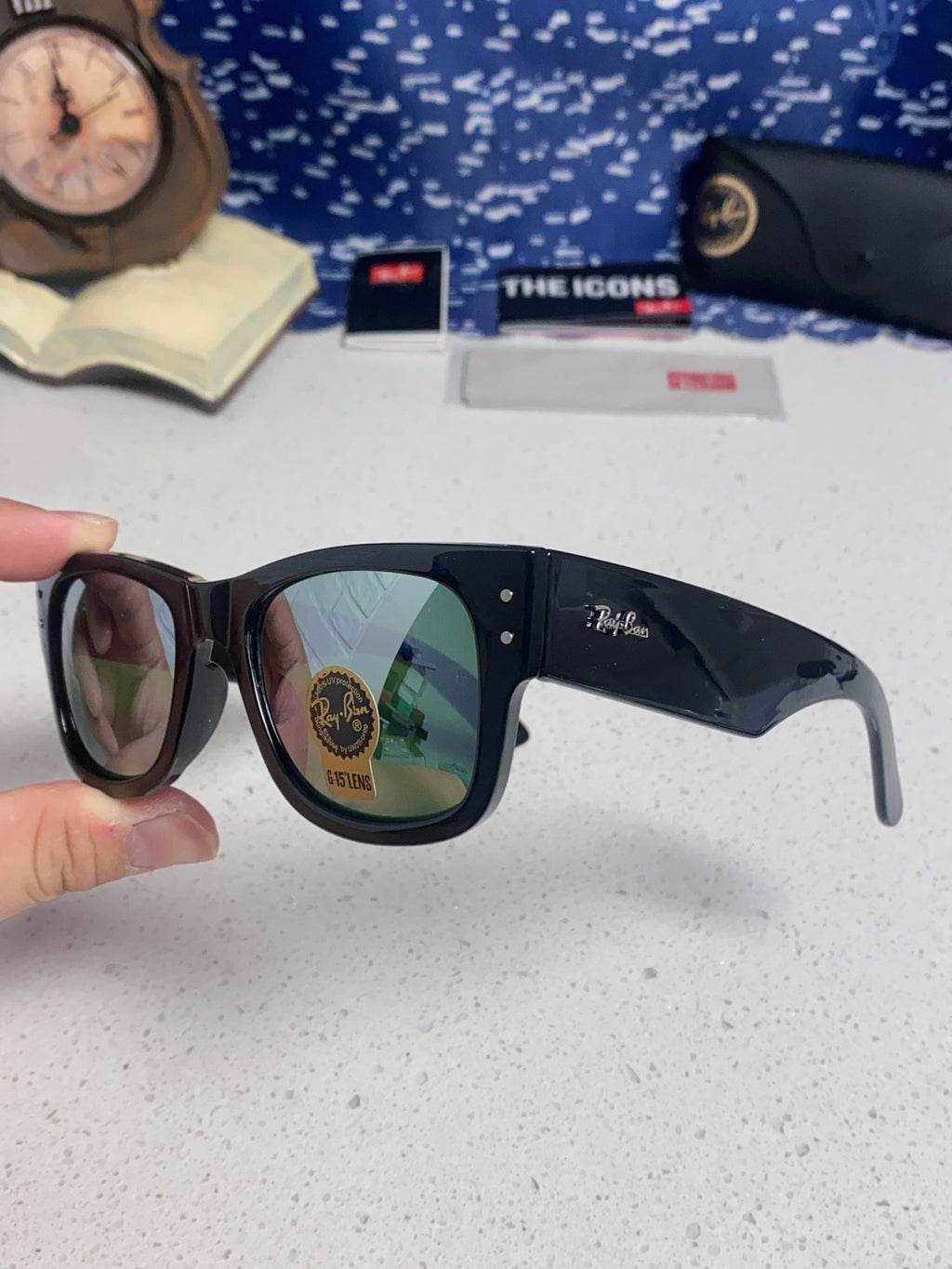 Ray-Ban RB0840 Square Silver Lens Sunglasses for Men & Women - 358957 - detail image 6