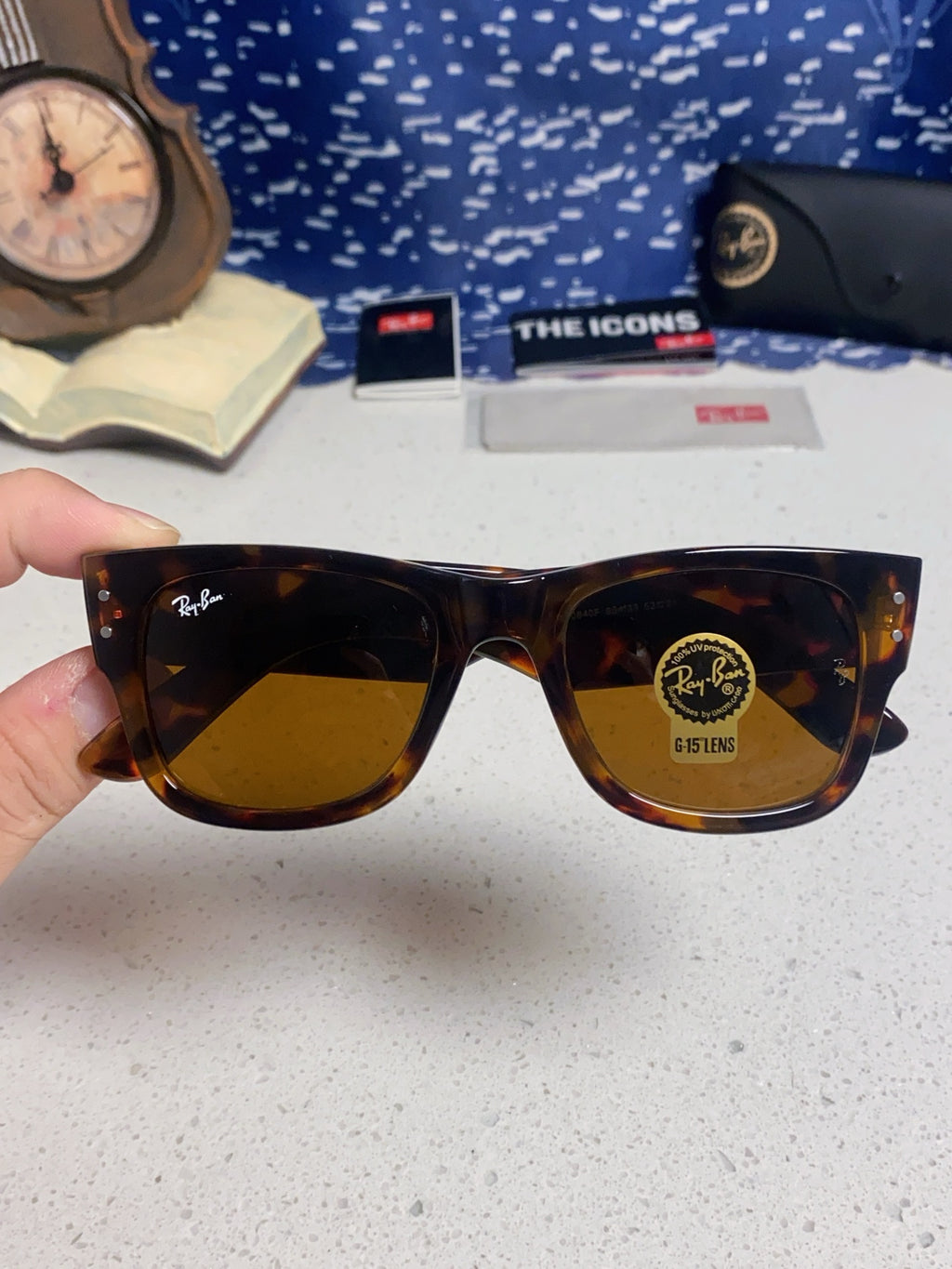 Ray-Ban RB0840 Square Brown Lens Sunglasses for Men & Women - detail image 4
