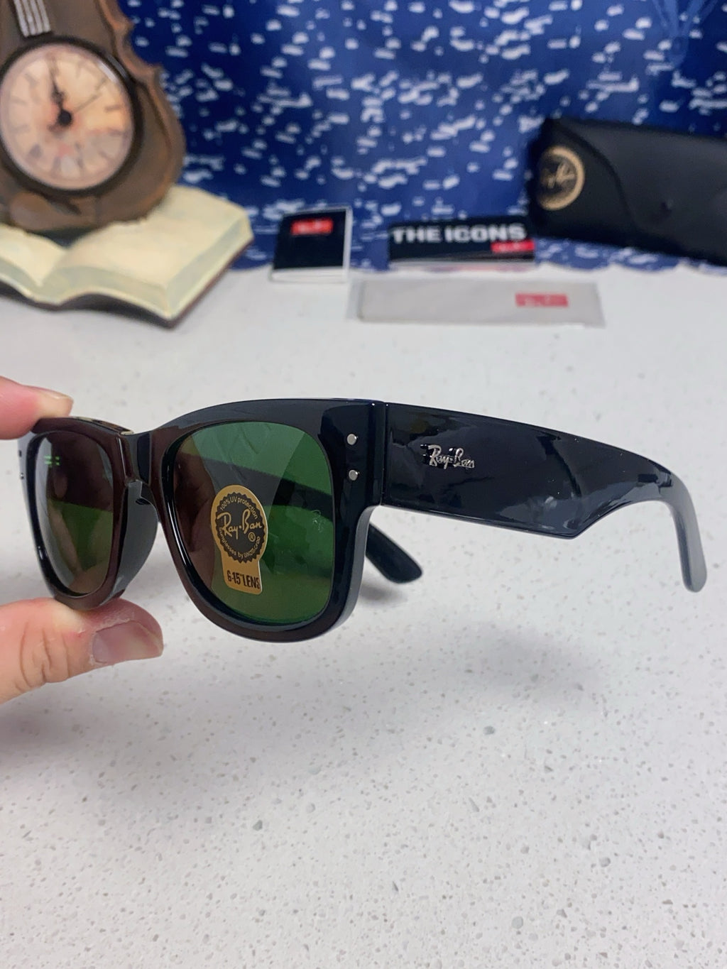 Ray-Ban RB0840 Square Black Lens Sunglasses for Men & Women - detail image 6