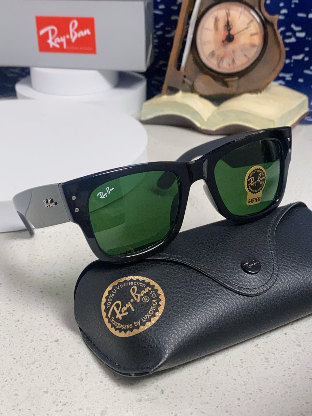Ray-Ban RB0840 Square Black Lens Sunglasses for Men & Women - detail image 10