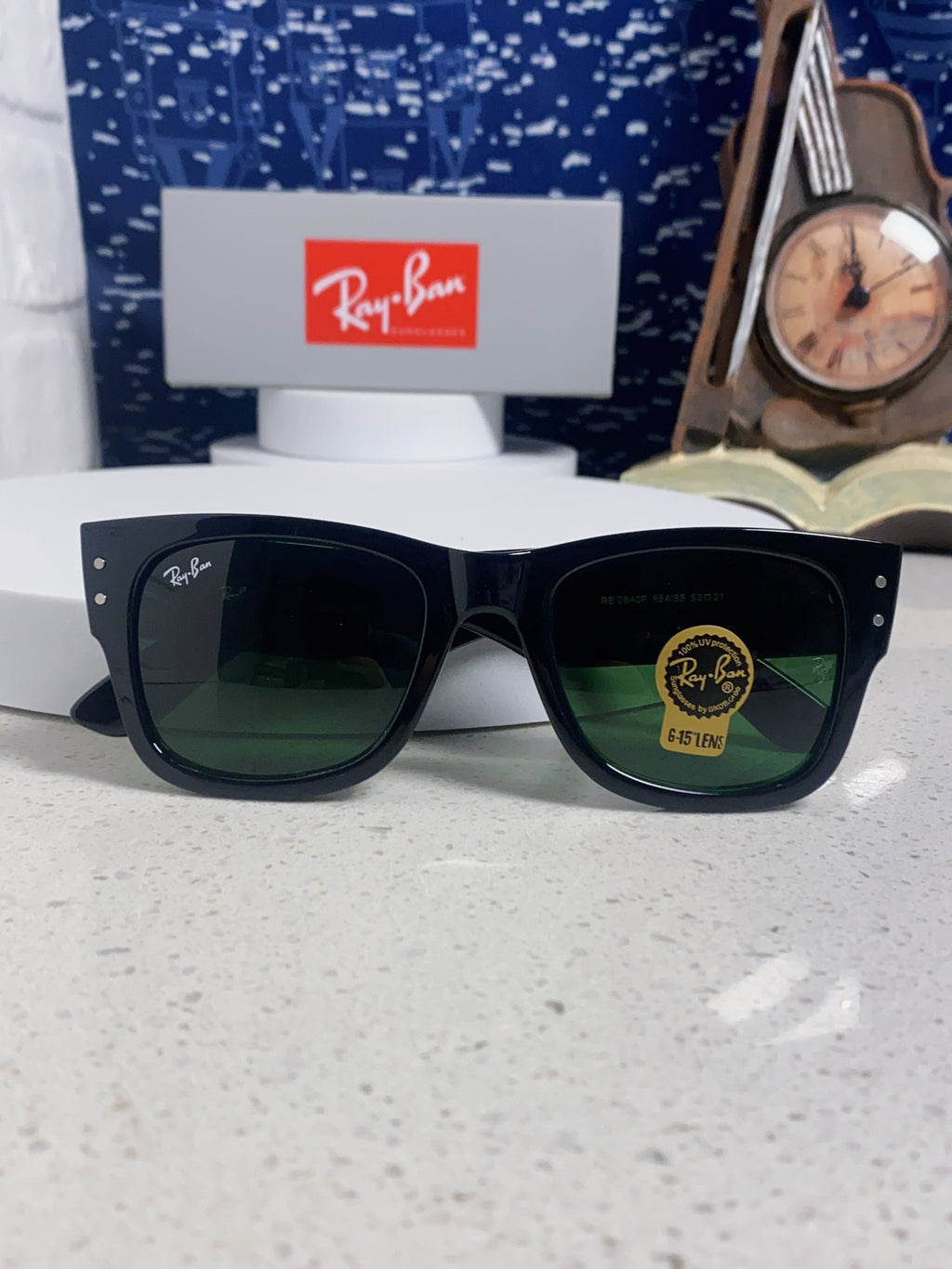 Ray-Ban RB0840 Square Black Lens Sunglasses for Men & Women - detail image 9