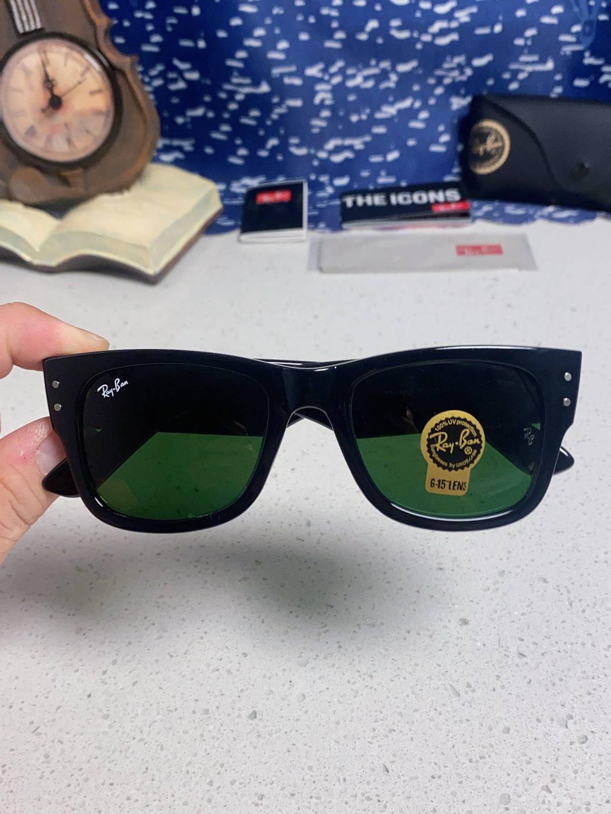 Ray-Ban RB0840 Square Black Lens Sunglasses for Men & Women - detail image 4