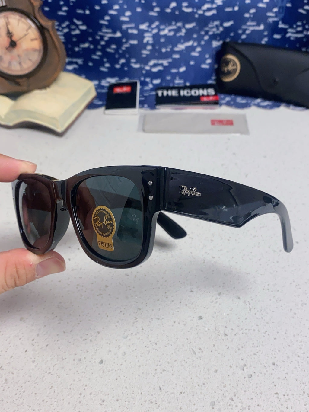 Ray-Ban RB0840 Square Silver Lens Sunglasses for Men & Women - 358960 - detail image 6
