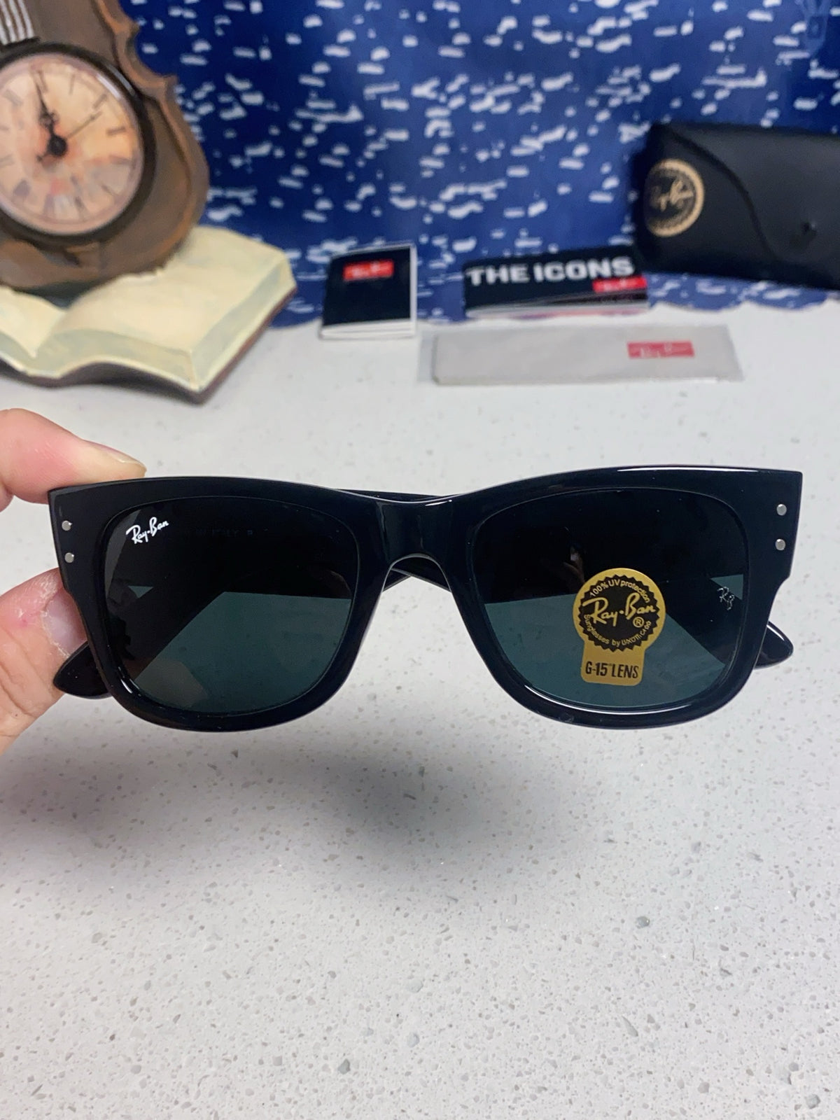 Ray-Ban RB0840 Square Silver Lens Sunglasses for Men & Women - detail image 4
