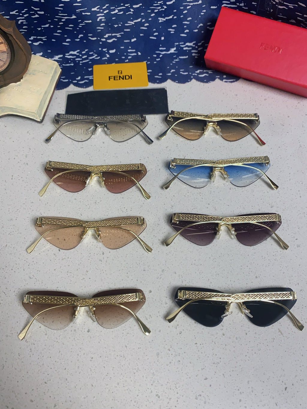 Fendi Lightweight Metal Rimless Brown Lens Sunglasses for Women - detail image 11