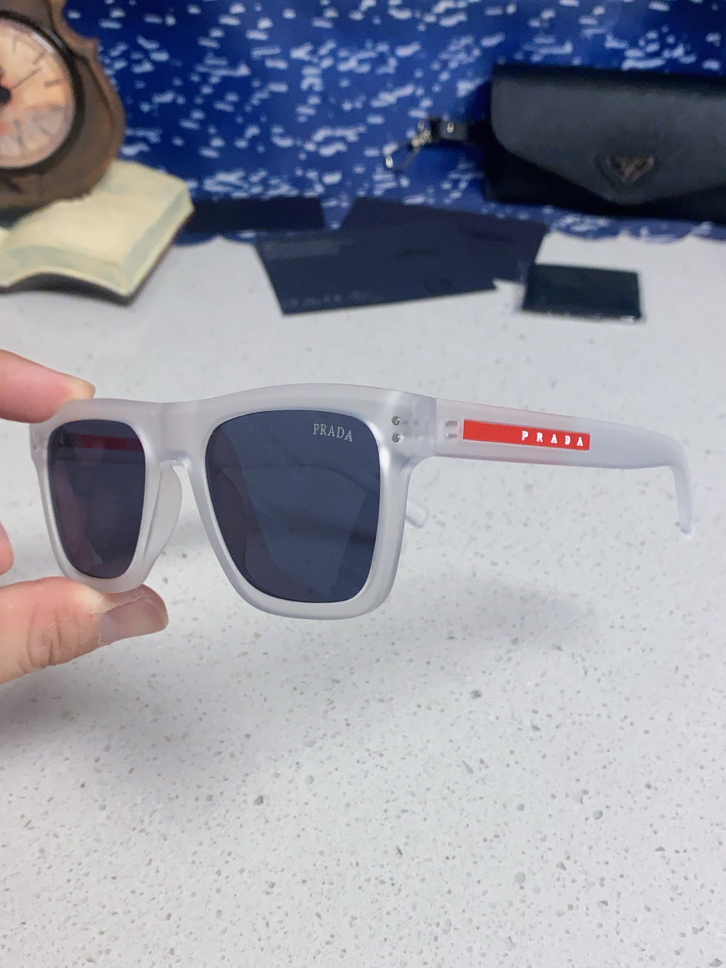Prada Square Blue Lens Sunglasses for Men & Women - 358460 - detail image 6