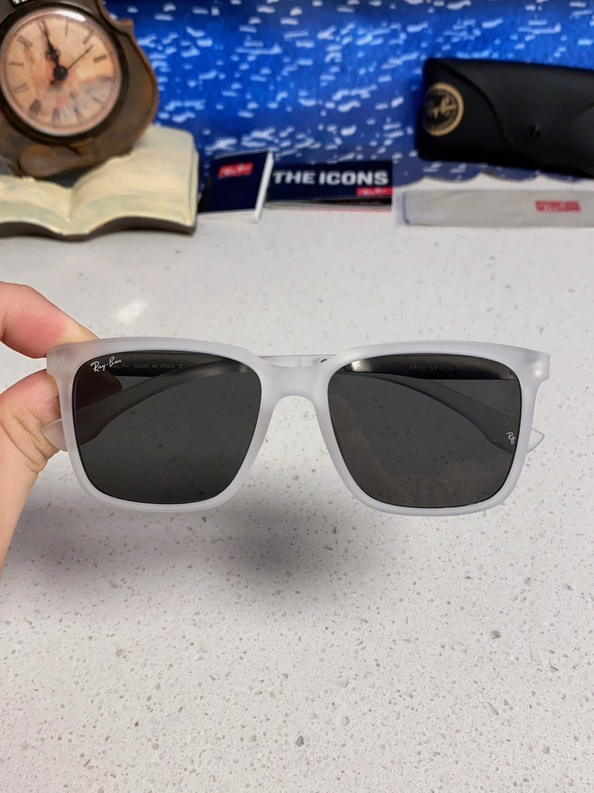 Ray-Ban RB4614 Square Gray Lens Sunglasses for Men & Women - detail image 3