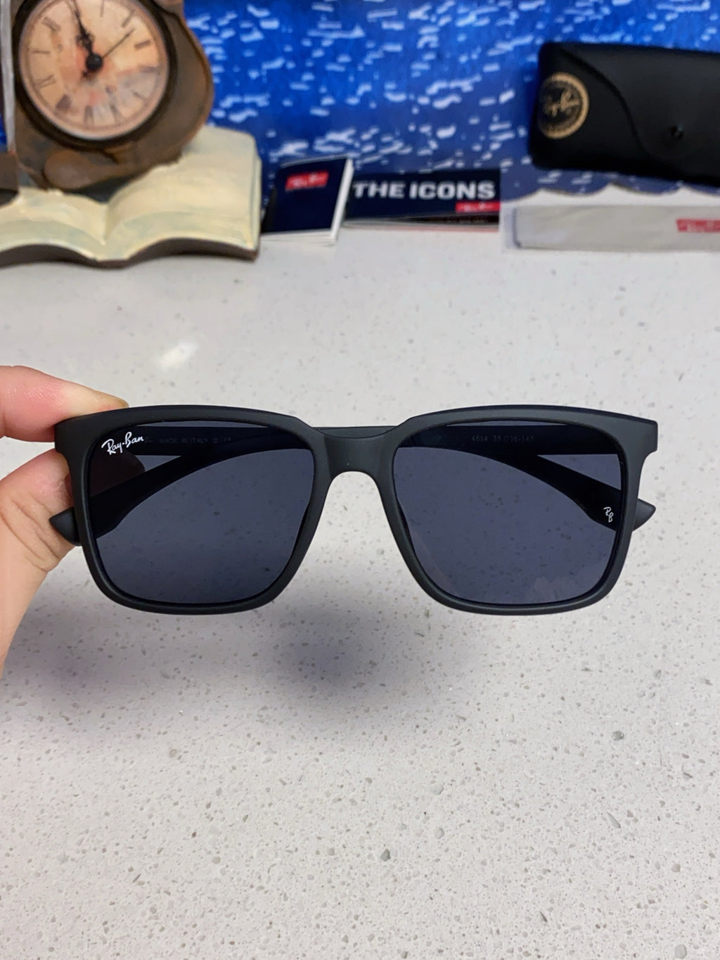 Ray-Ban RB4614 Square Silver Lens Sunglasses for Men & Women - detail image 4