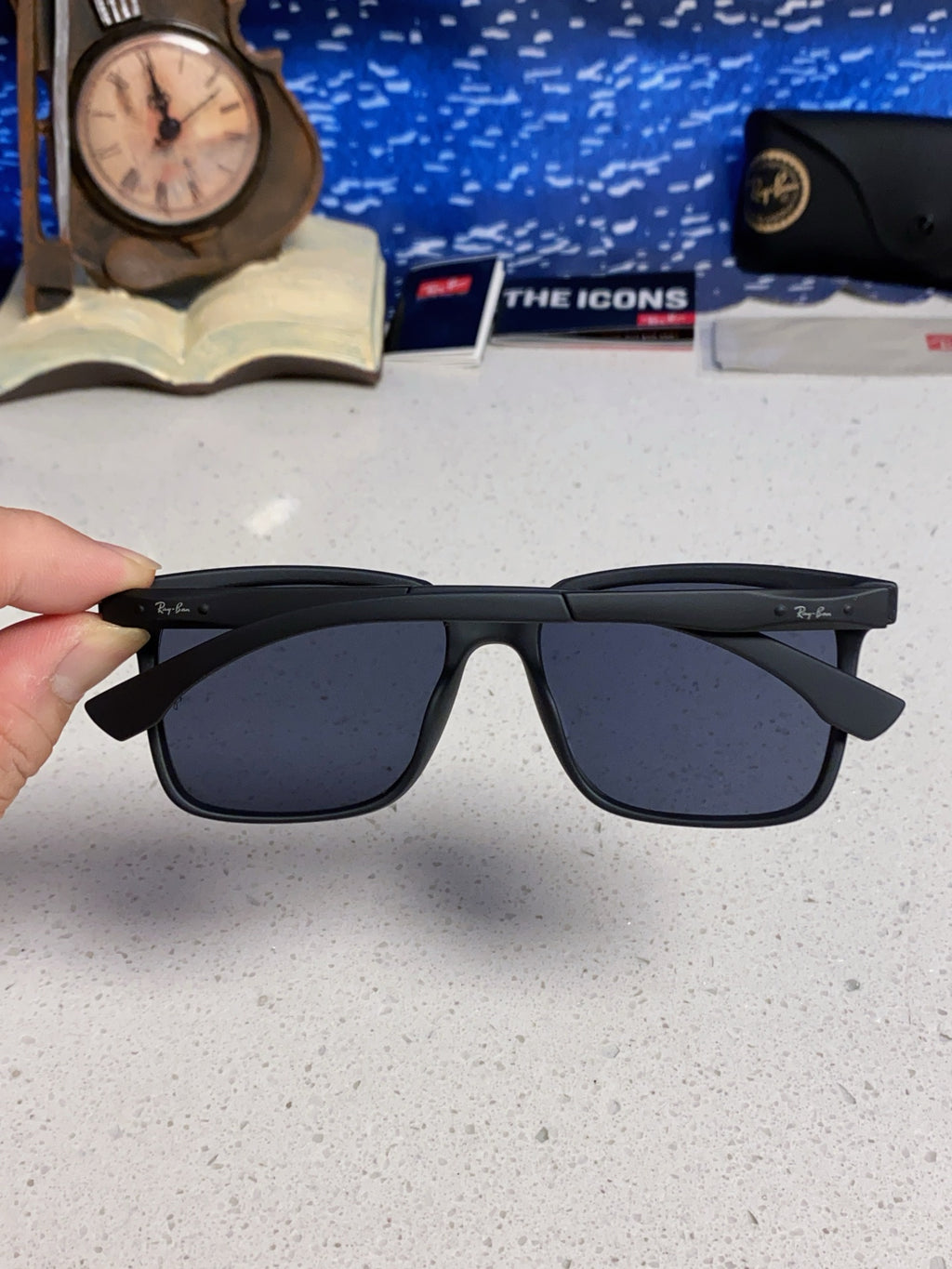 Ray-Ban RB4614 Square Silver Lens Sunglasses for Men & Women - detail image 5