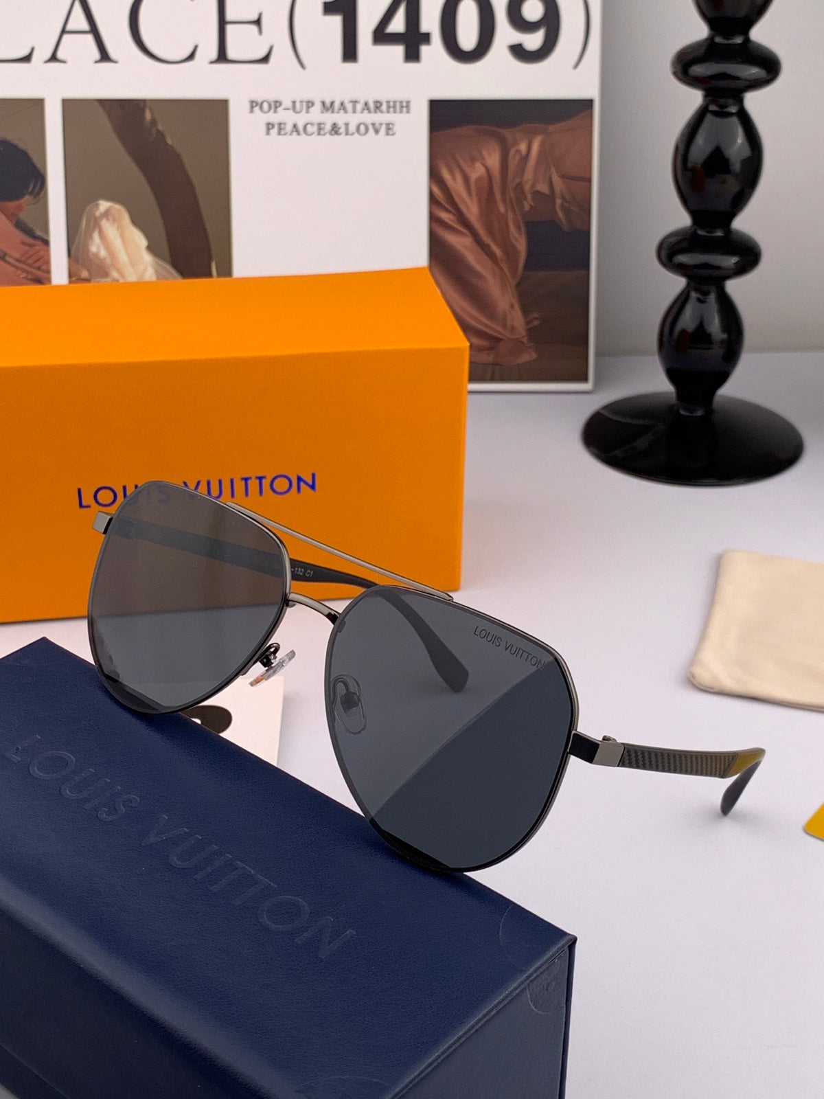 Louis Vuitton L08902 Polarized Aviator Red Lens Sunglasses for Men - 866904 - detail image 6