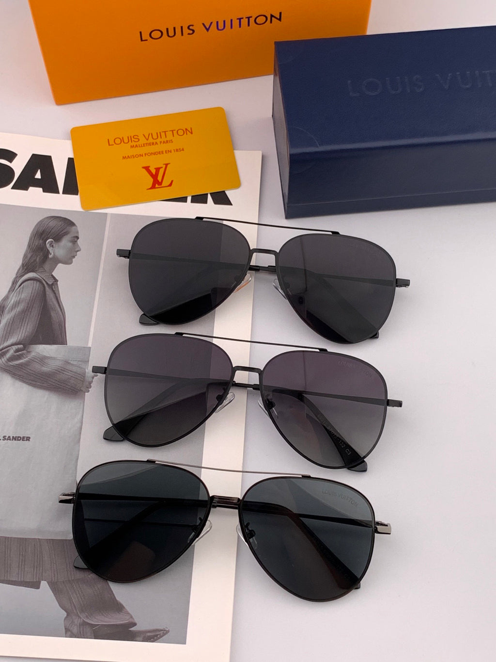 Louis Vuitton L58901 Polarized Aviator Black Lens Sunglasses for Men - 866907 - detail image 3