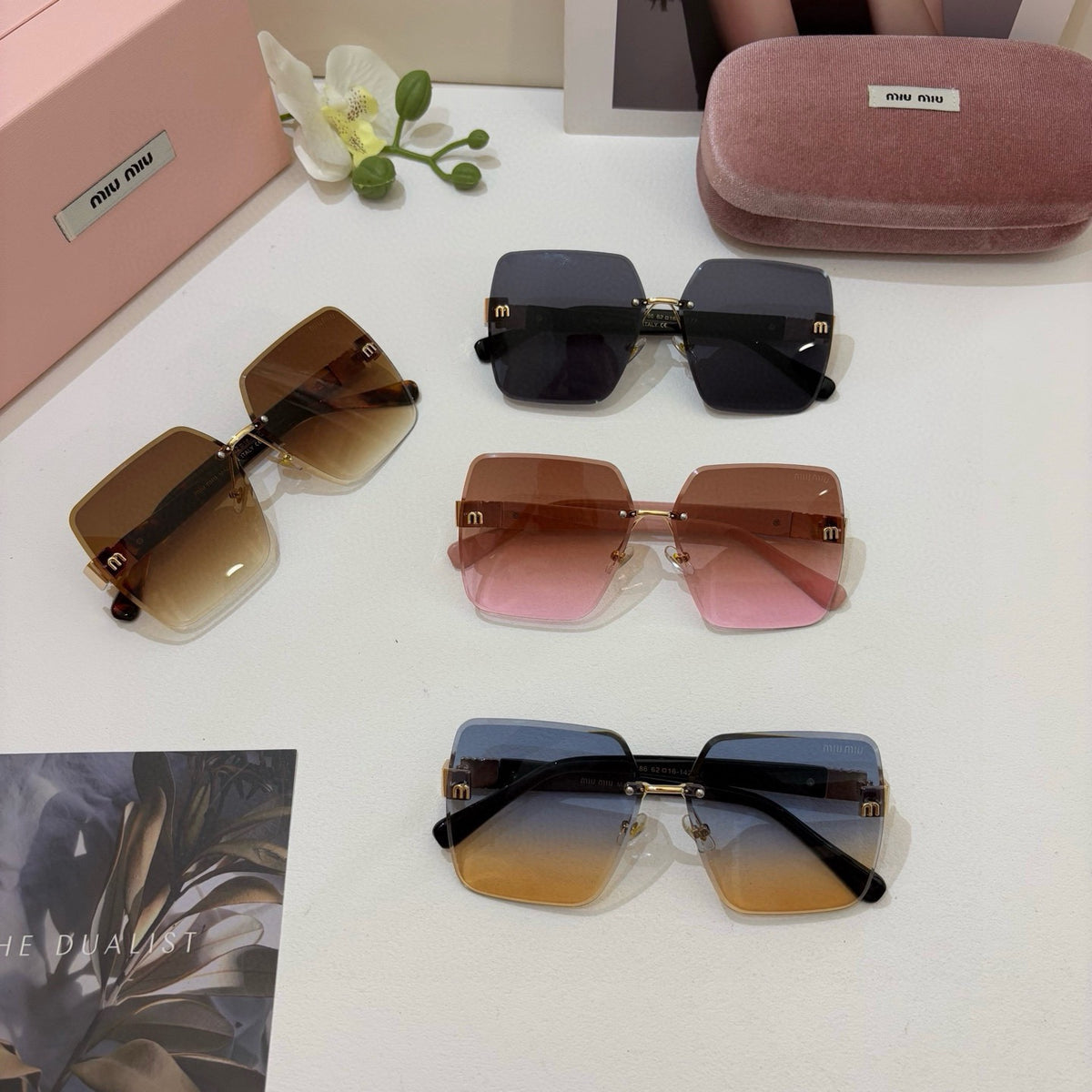 Miu Miu Square Brown Lens Sunglasses for Men & Women - 132601 - detail image 2