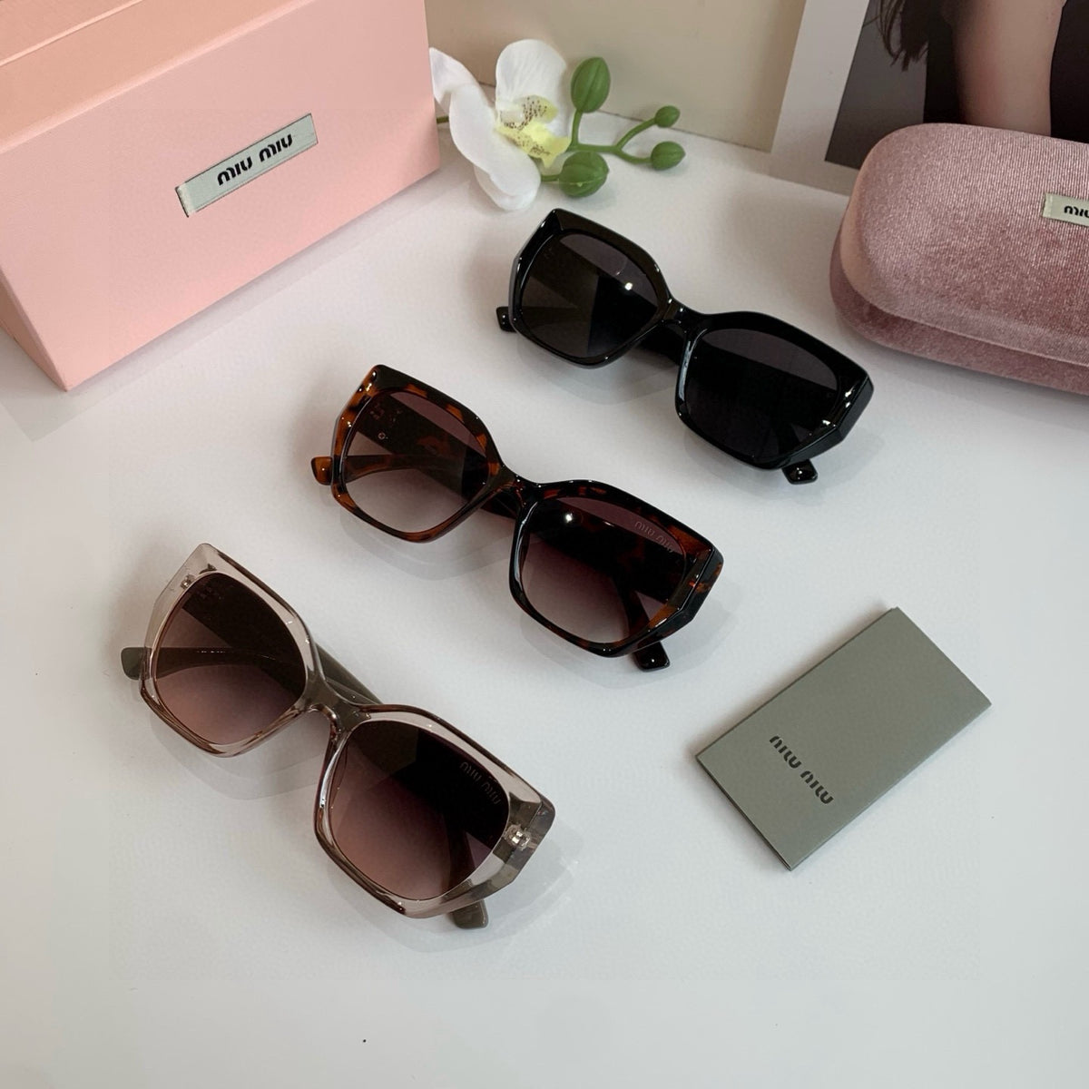Miu Miu Square Black Lens Sunglasses for Men & Women - 466106 - detail image 2