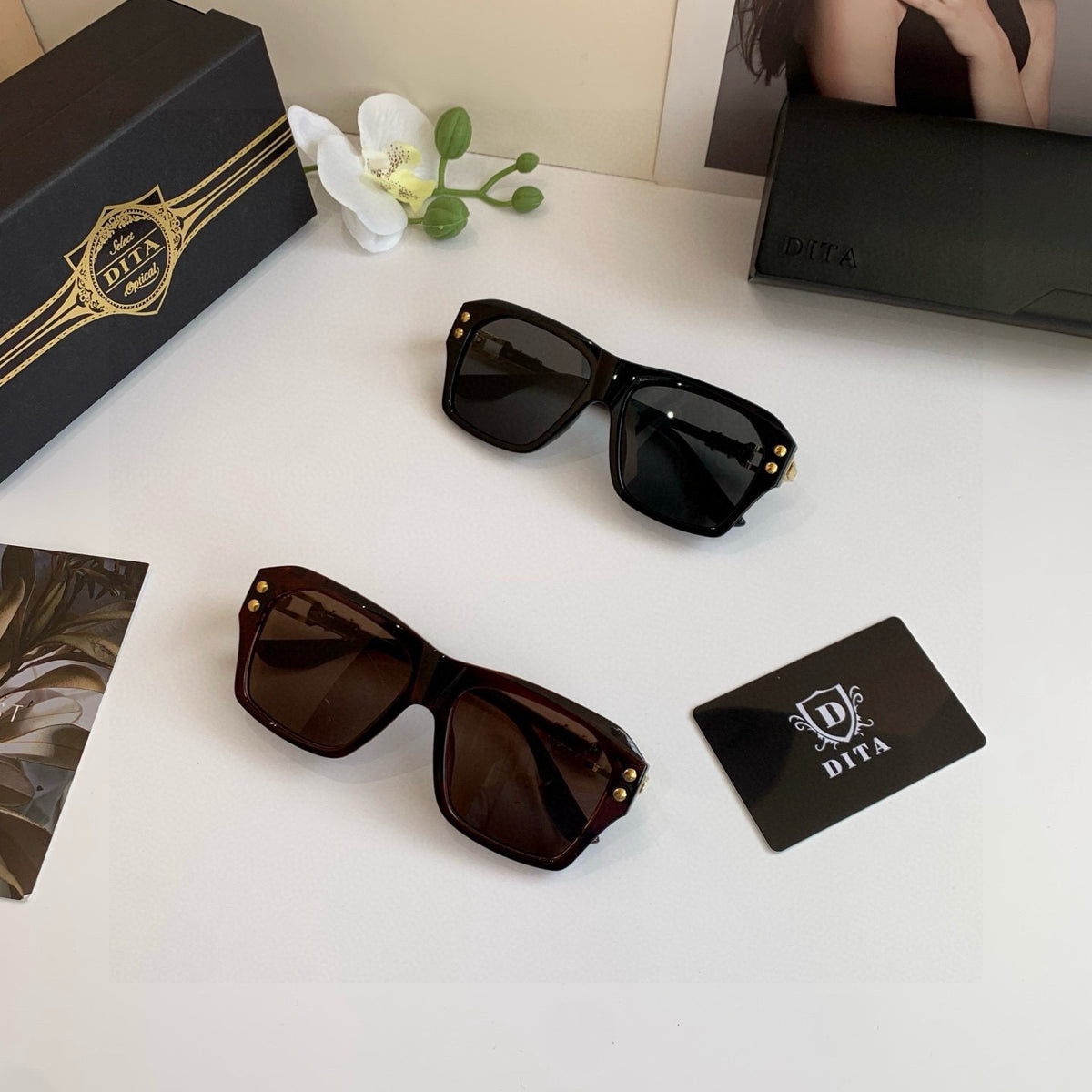 Dita Square Black Lens Sunglasses for Men & Women - 132662 - detail image 3