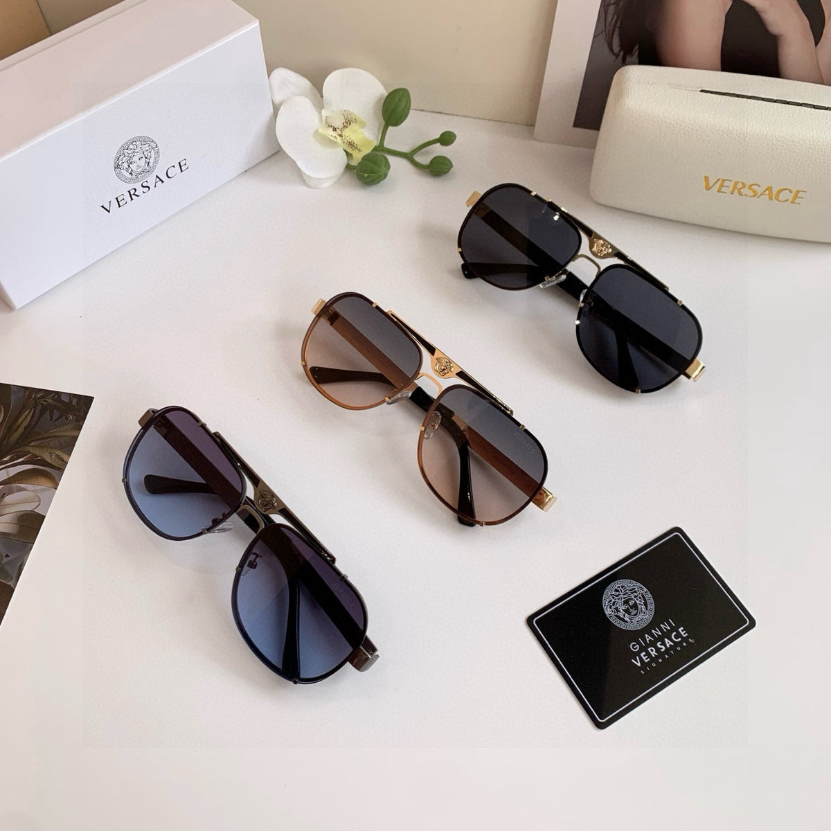 Versace Polarized Metal Square Silver Lens Sunglasses for Men & Women - 466255 - detail image 2