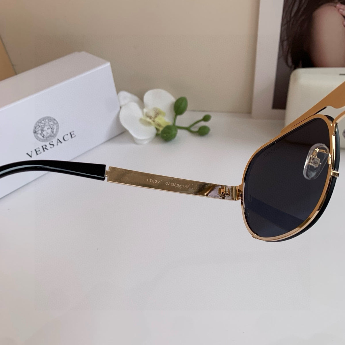 Versace Polarized Metal Square Silver Lens Sunglasses for Men & Women - 383056