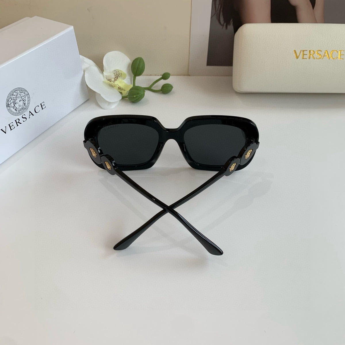 Versace Polarized Square Black Lens Sunglasses for Men & Women - 416331 - detail image 2